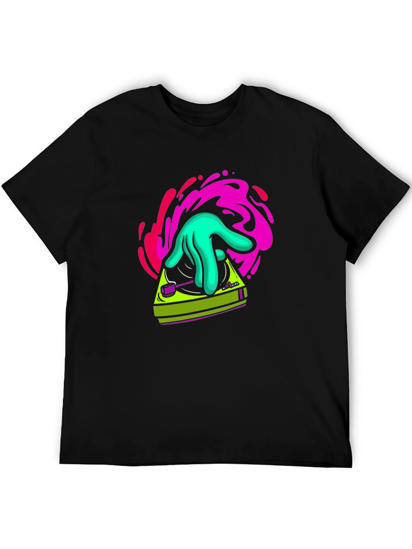 DJ Turntable Graphic T-Shirt - Black Cotton Blend