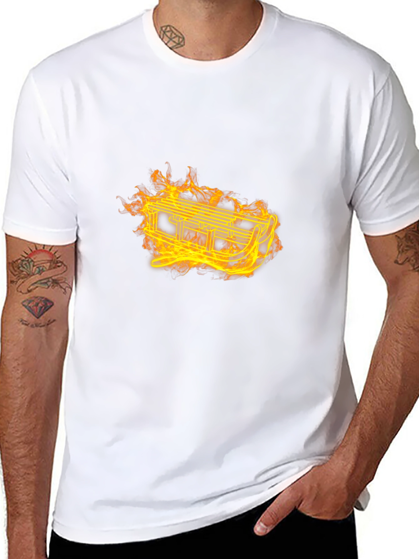 Flaming Sled Graphic T-Shirt