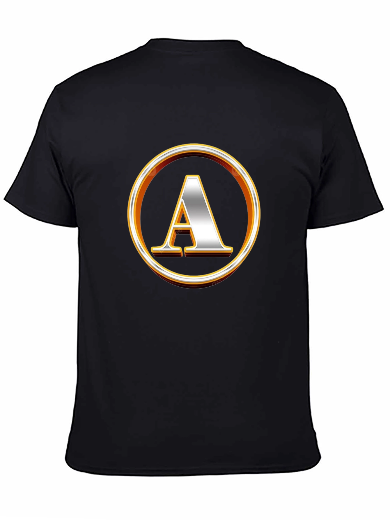 Letter A Circle Graphic Black T-Shirt