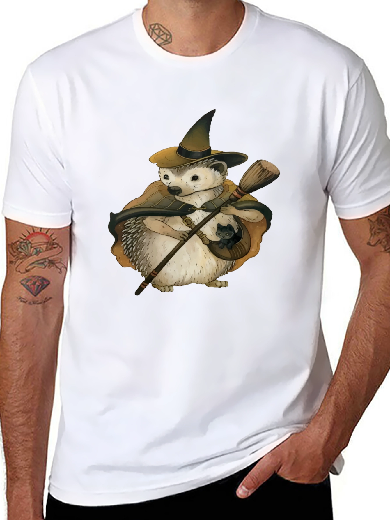 Whimsical Hedgehog Witch T-Shirt