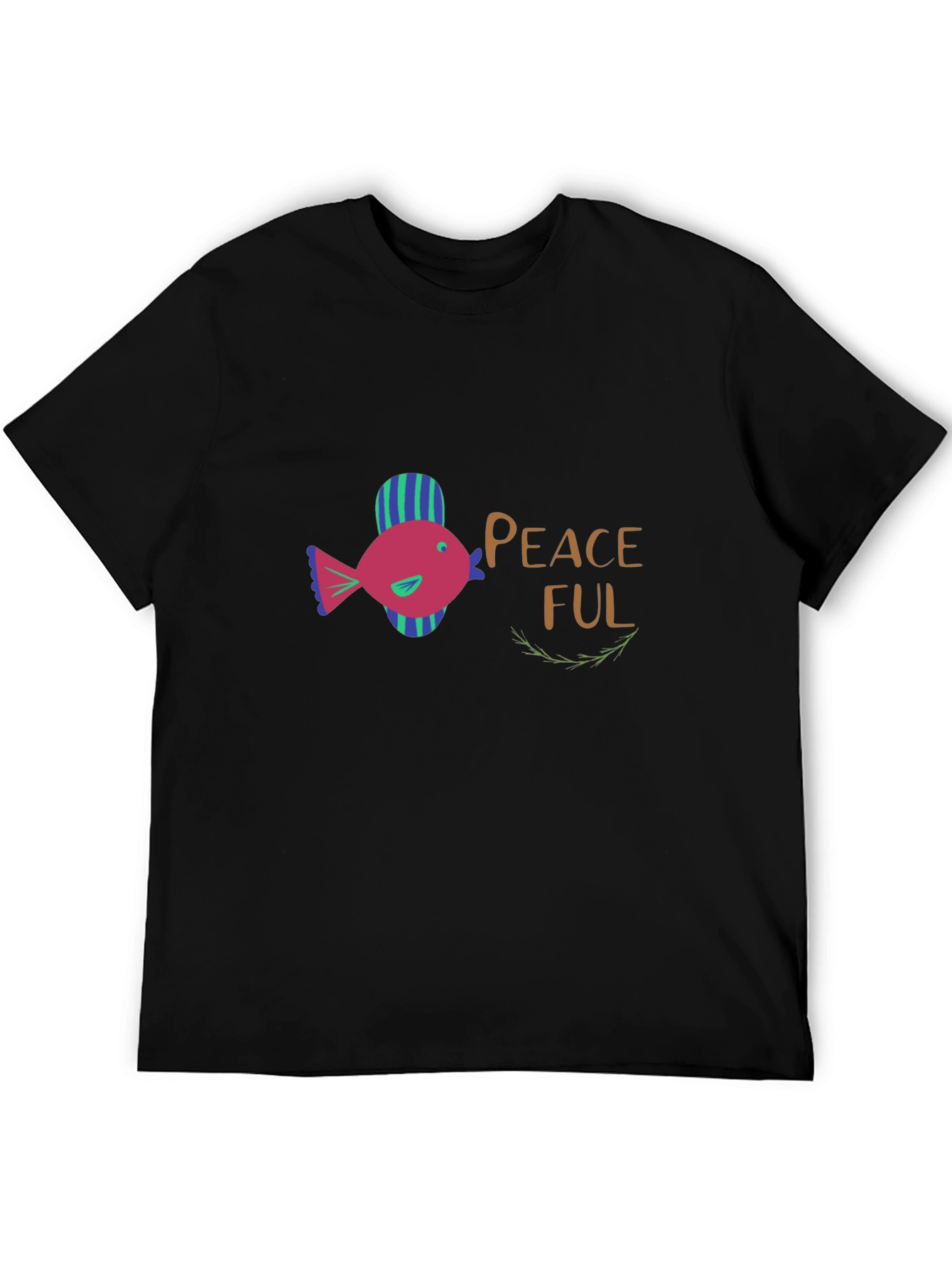 Peaceful Fish Graphic T-Shirt - Black