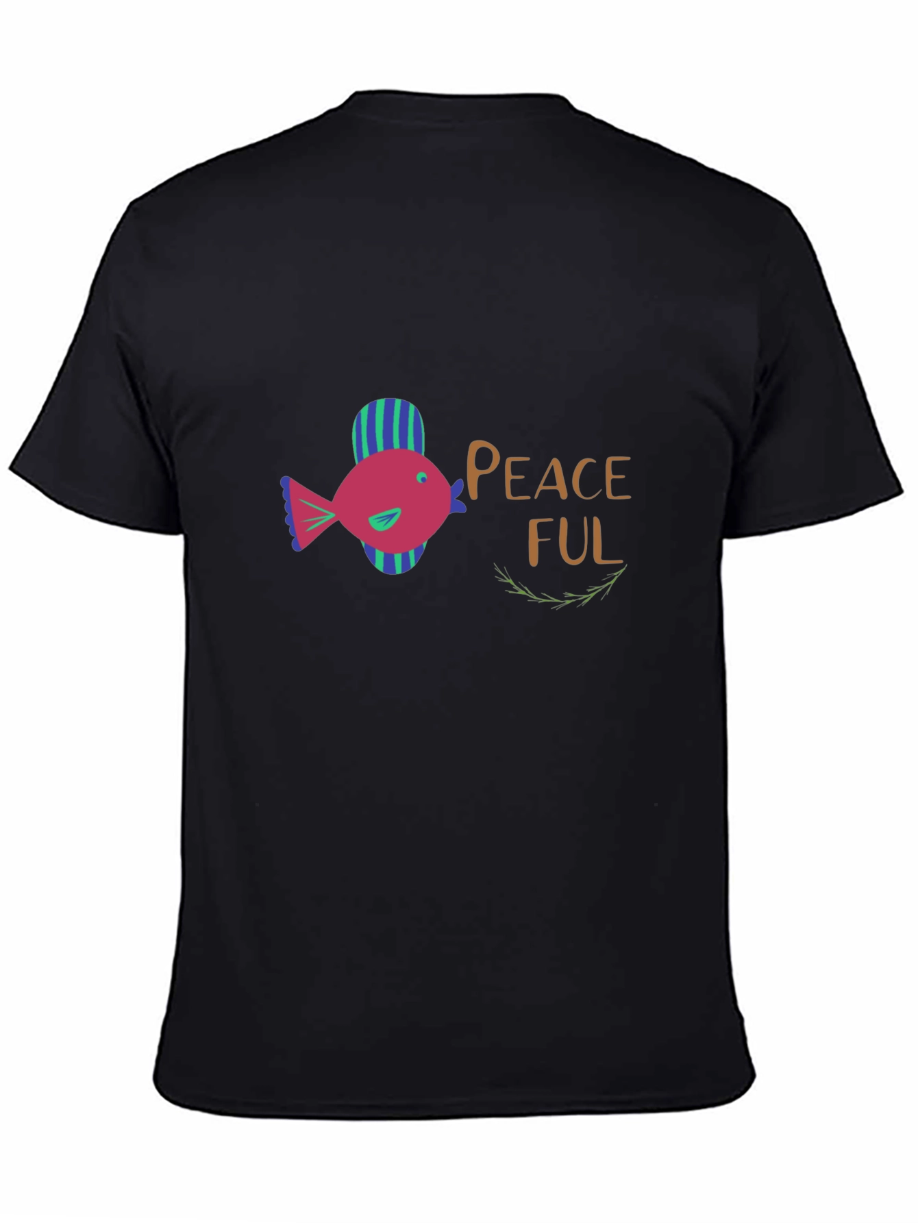 Peaceful Fish Graphic T-Shirt - Black