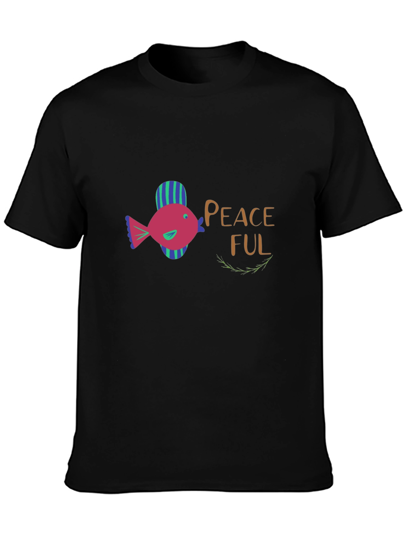 Peaceful Fish Graphic T-Shirt - Black