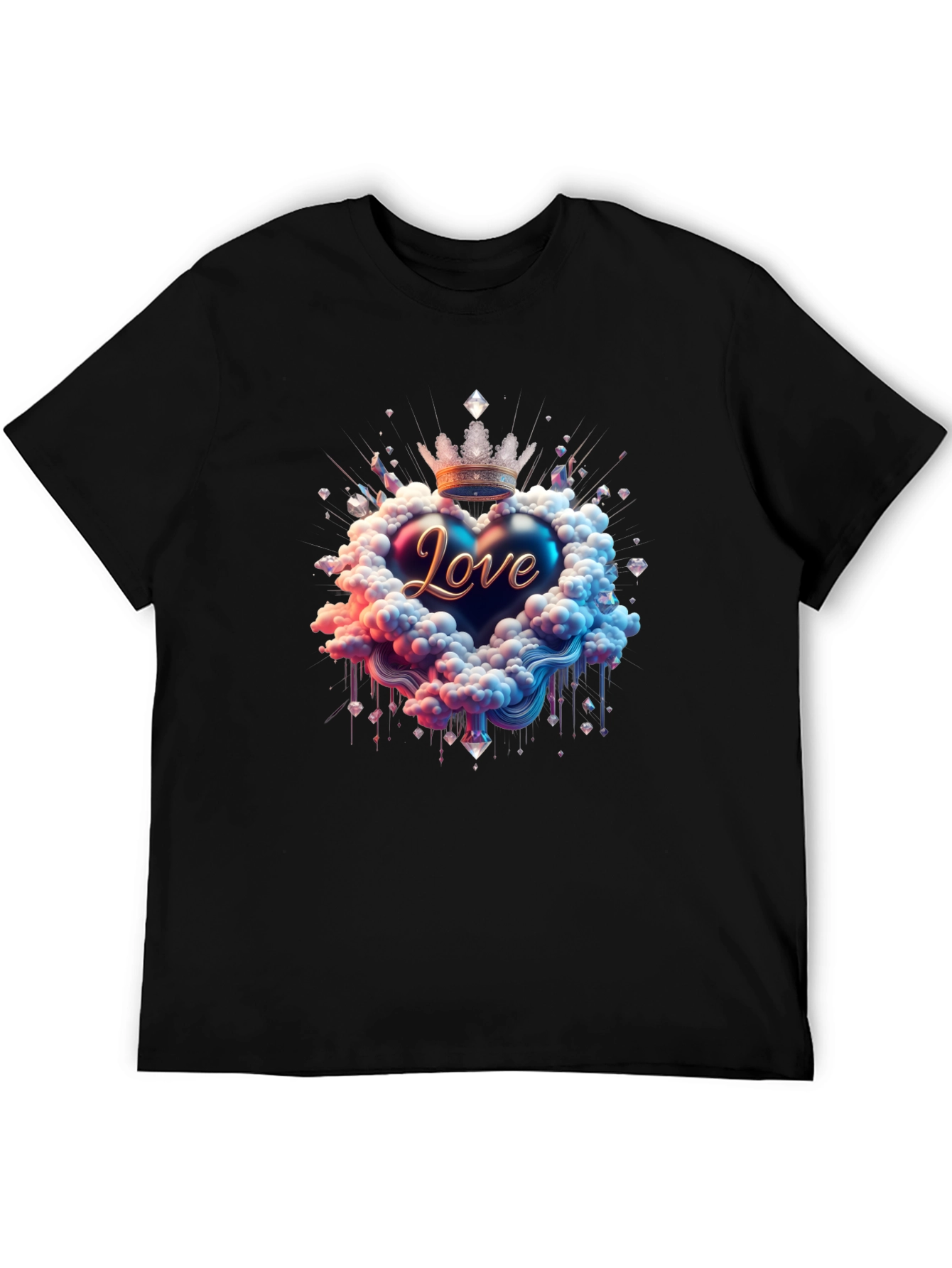 Love Heart Crown Graphic Tee - Black