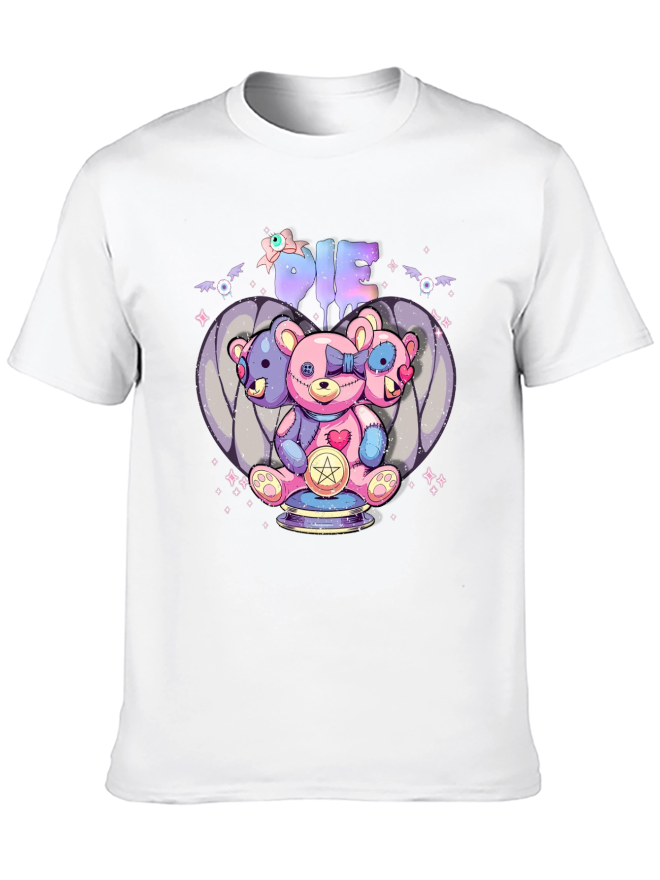 Gothic Three-Headed Teddy Bear Graphic Tee