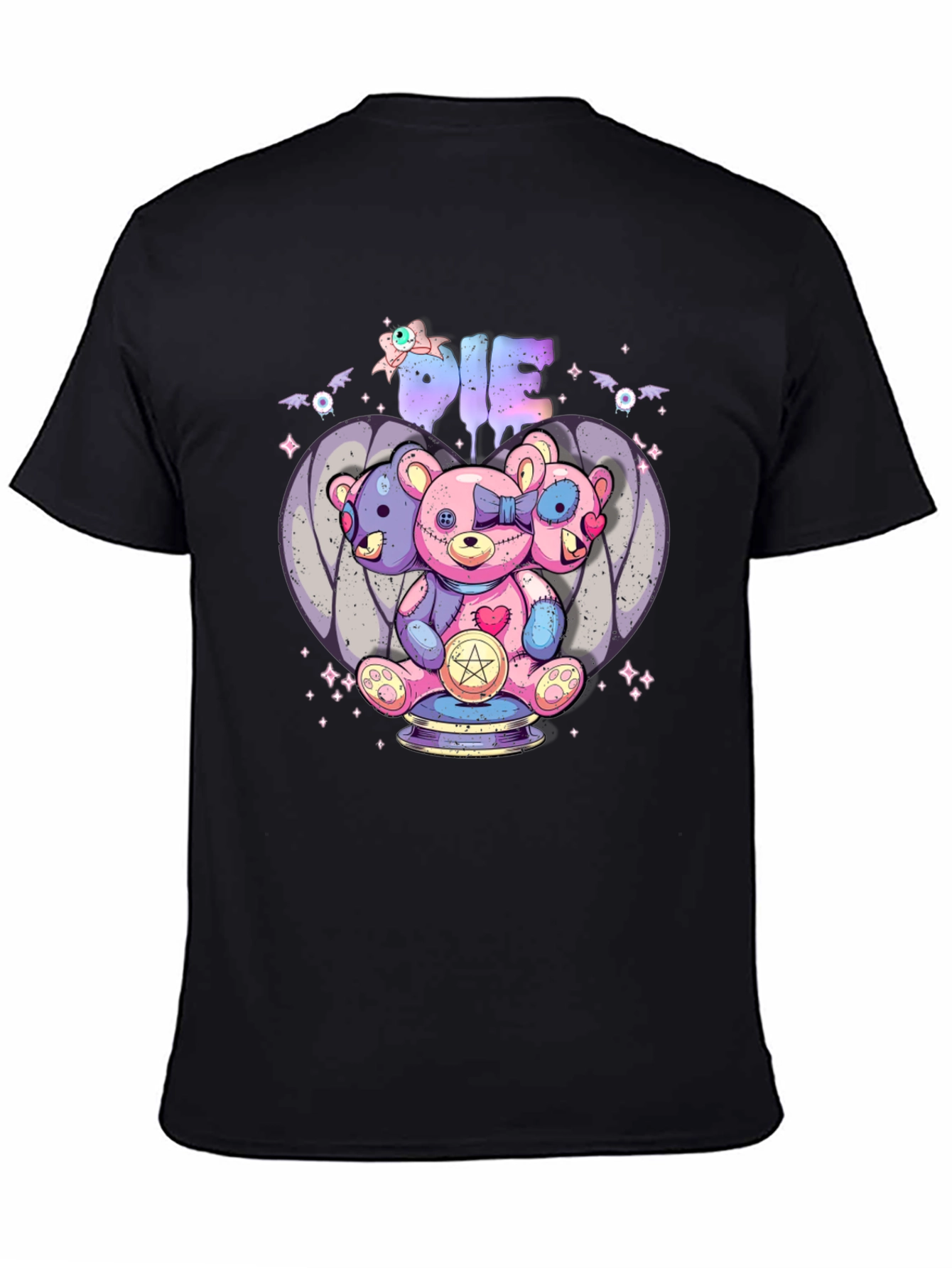 Gothic Three-Headed Teddy Bear Graphic Tee