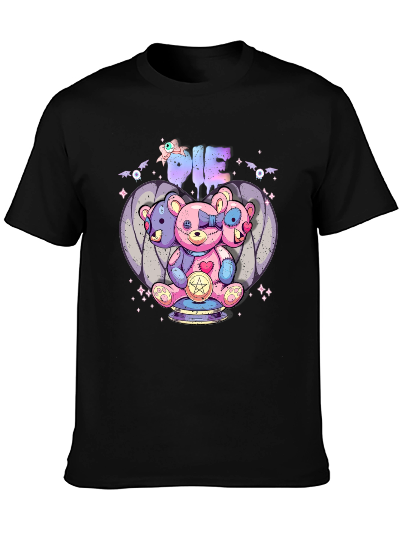 Gothic Three-Headed Teddy Bear Graphic Tee