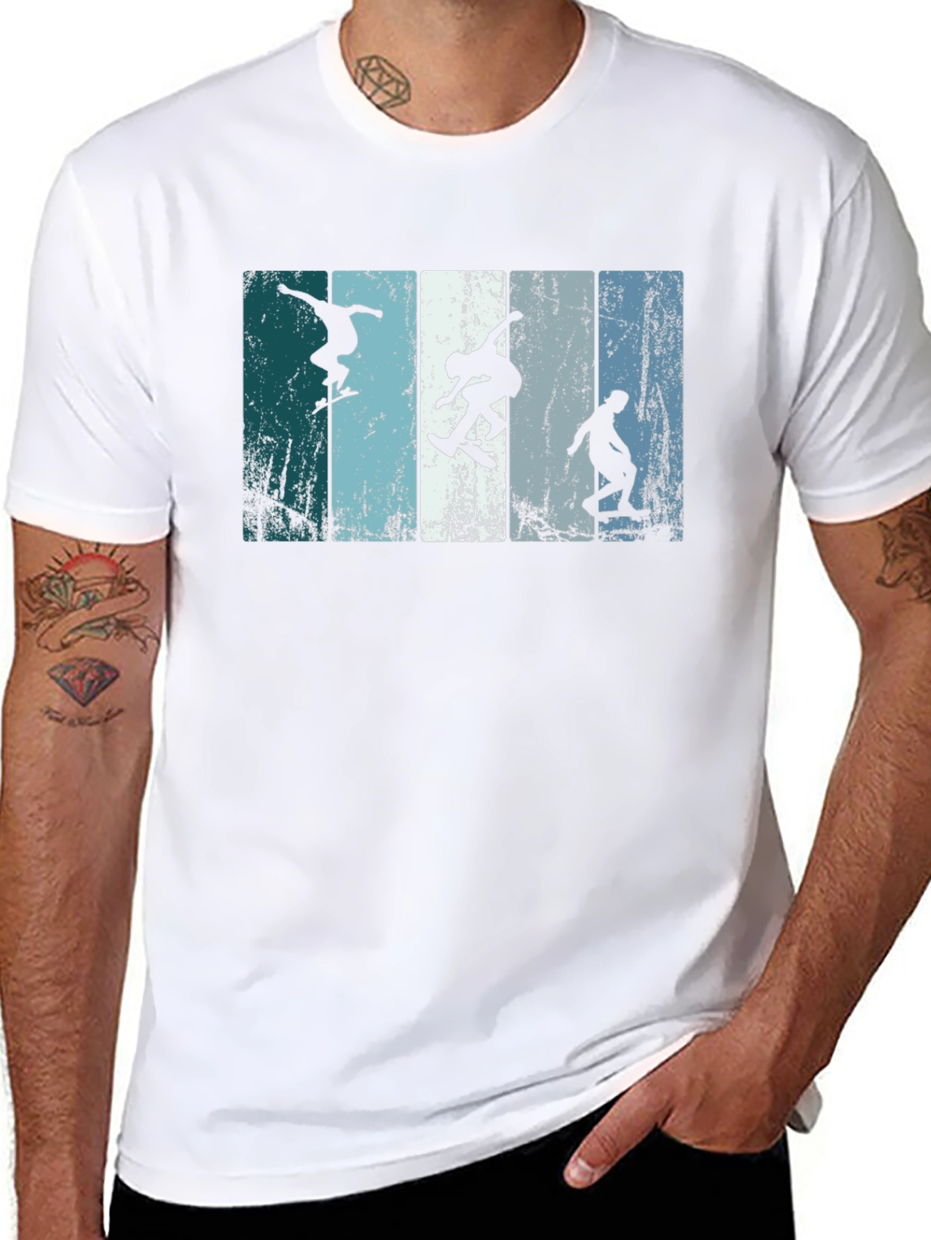 Skateboarder Silhouette Graphic Tee - Black