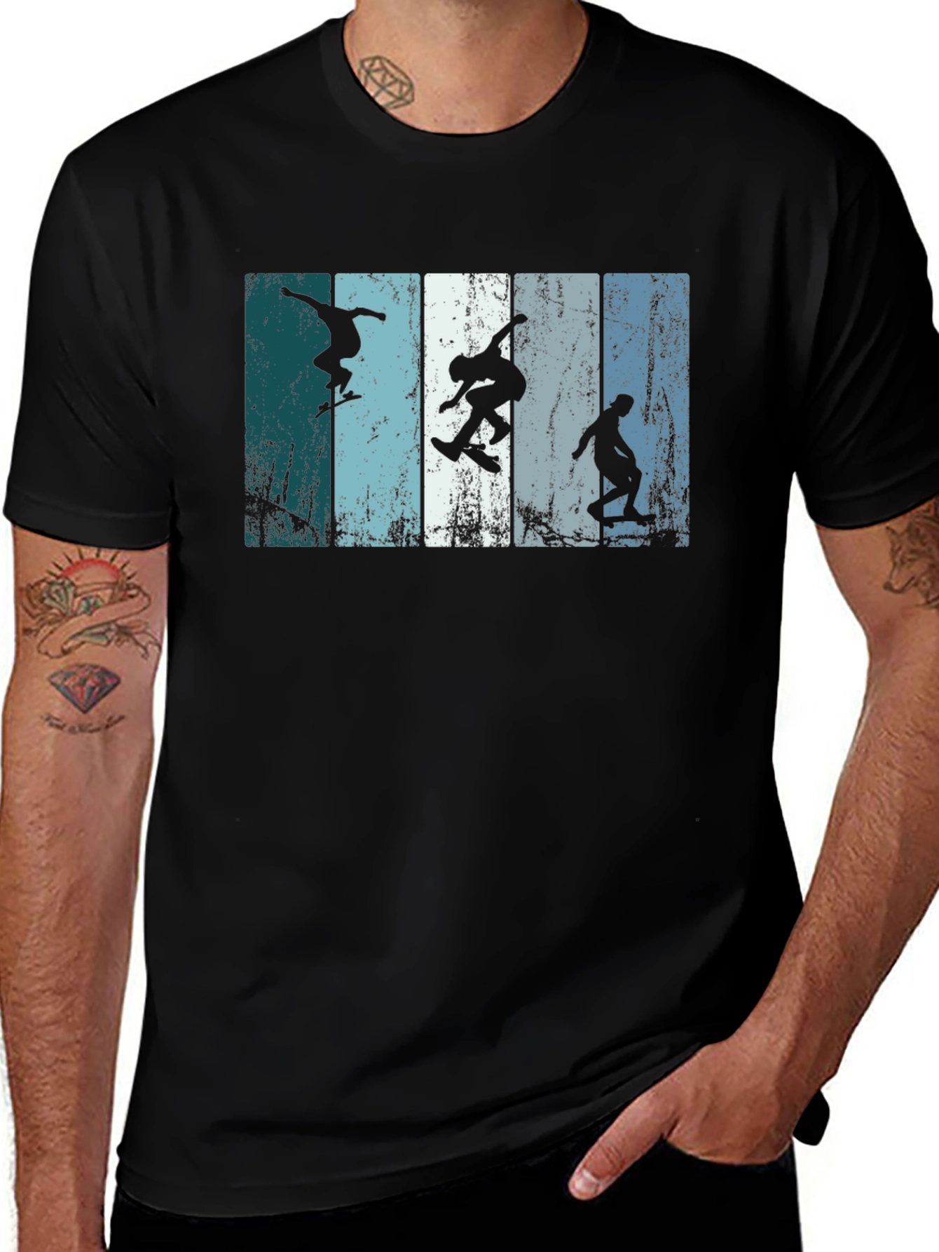 Skateboarder Silhouette Graphic Tee - Black