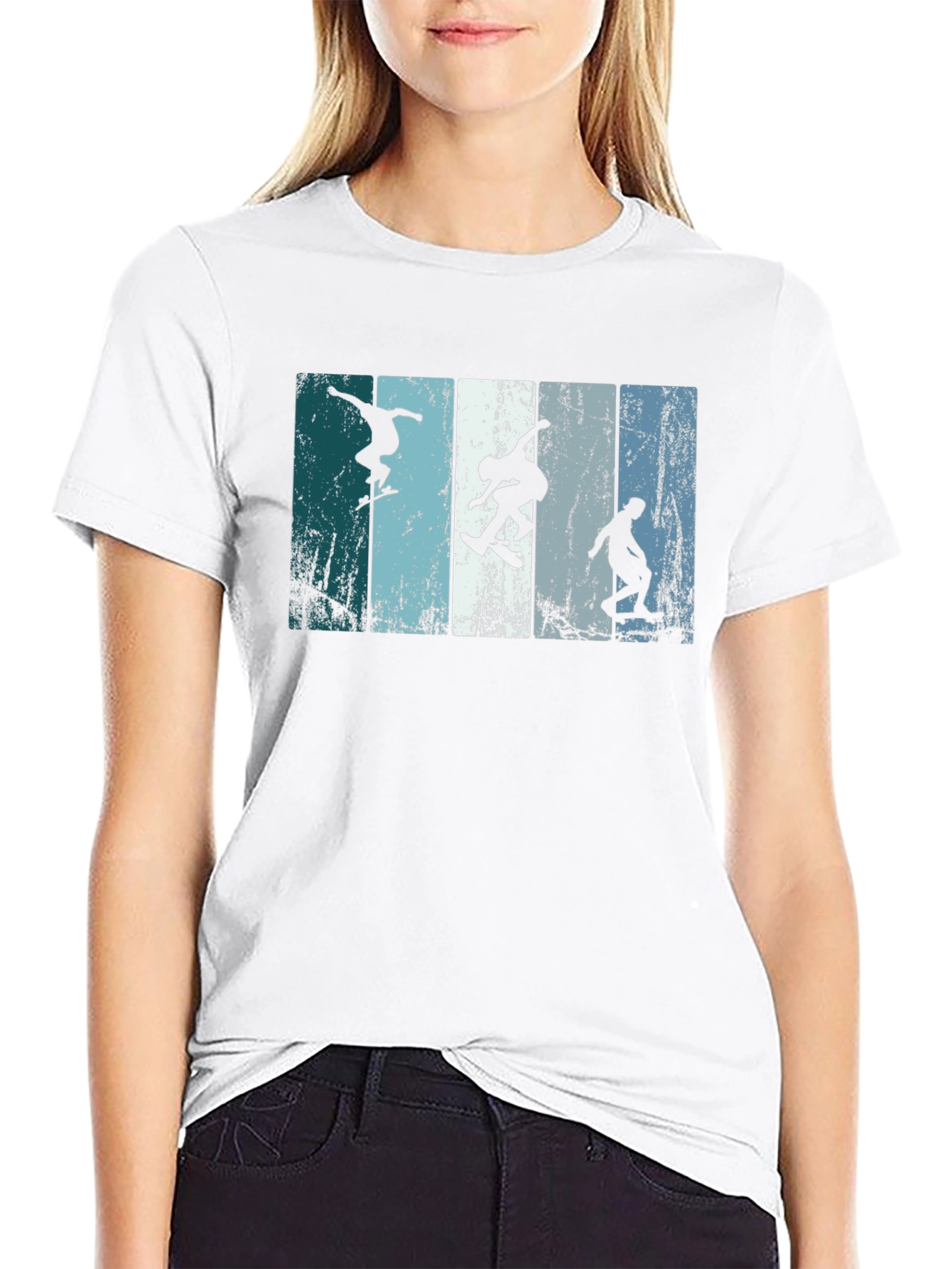 Skateboarder Silhouette Graphic Tee - Black