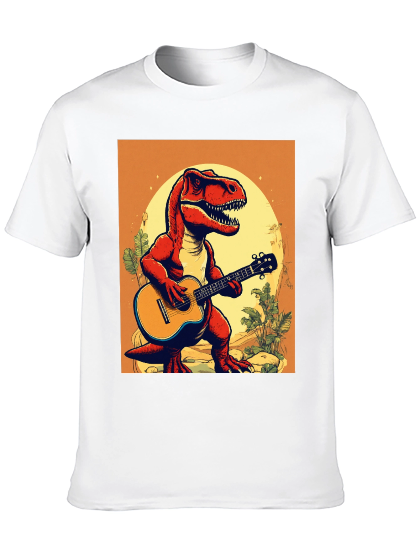 Dino Guitar Player T-Shirt - Cool Graphic Tee
