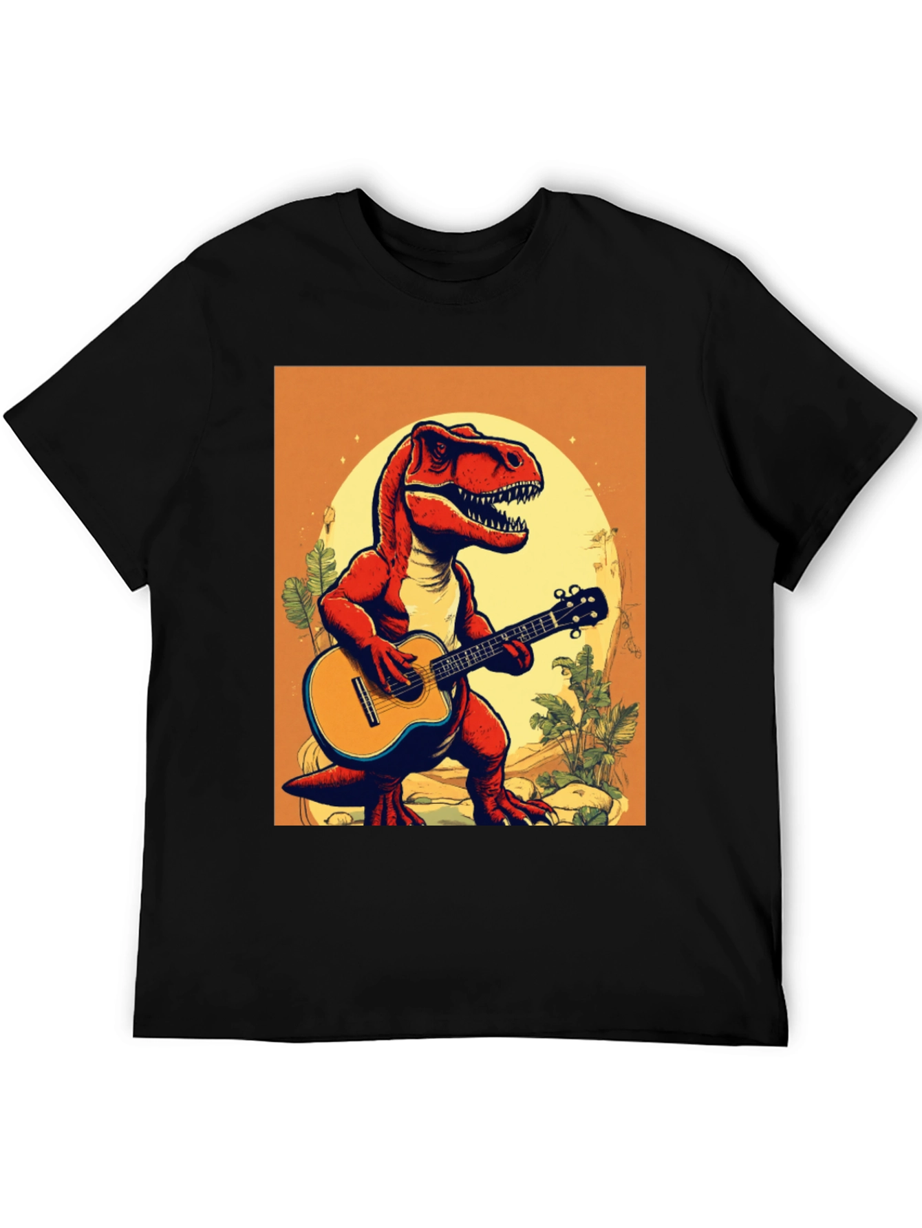 Dino Guitar Player T-Shirt - Cool Graphic Tee