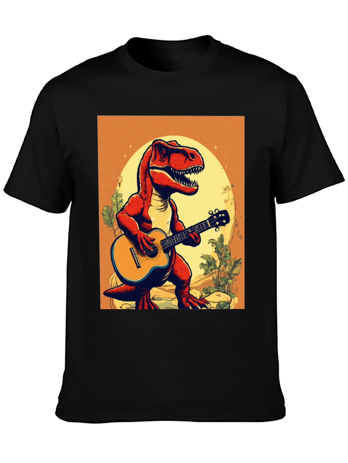 Dino Guitar Player T-Shirt - Cool Graphic Tee
