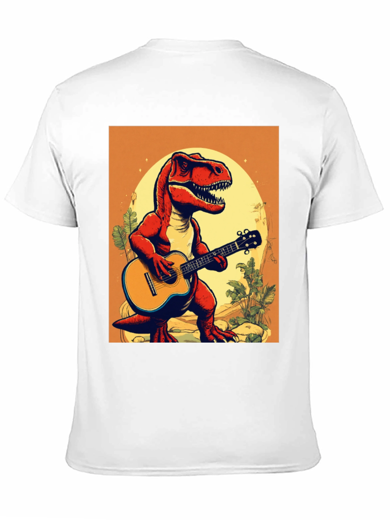 Dino Guitar Player T-Shirt - Cool Graphic Tee
