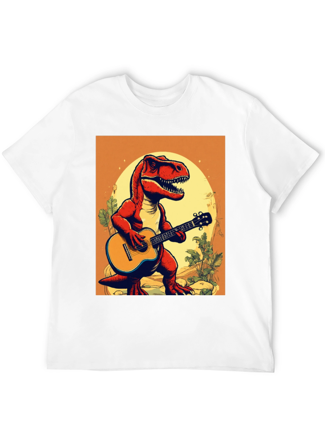 Dino Guitar Player T-Shirt - Cool Graphic Tee