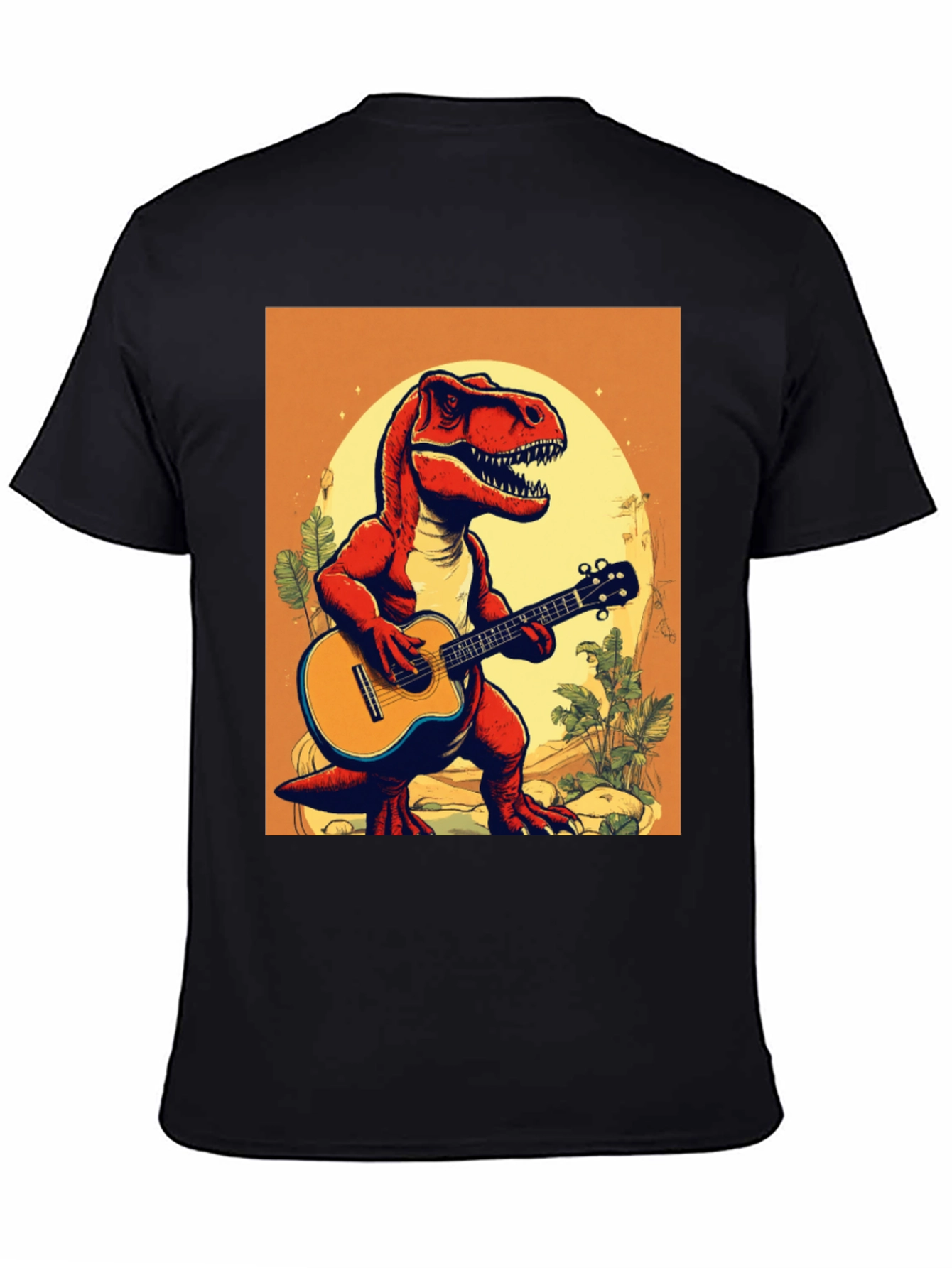 Dino Guitar Player T-Shirt - Cool Graphic Tee