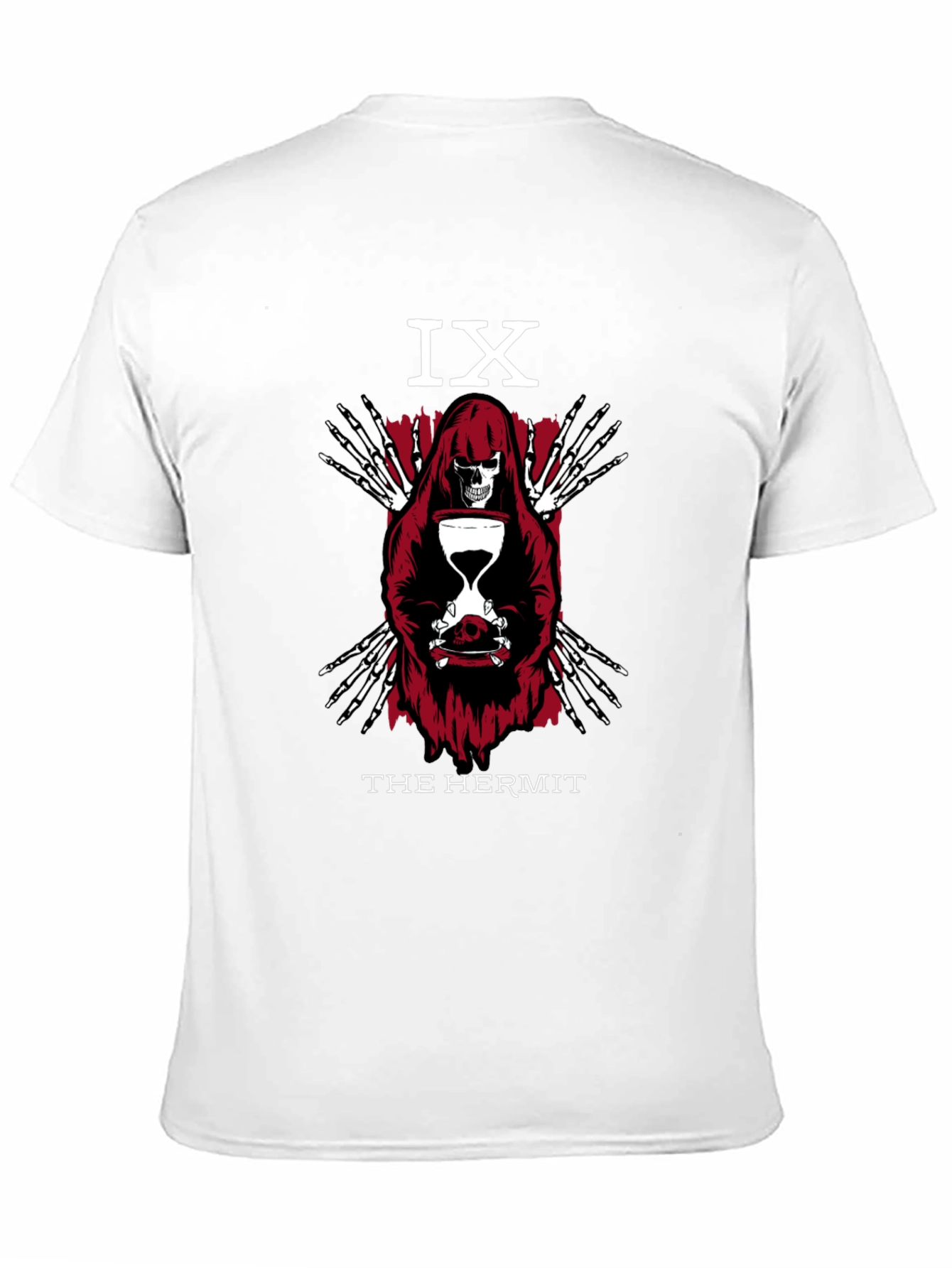The Hermit Tarot Card T-Shirt - Gothic Skeleton Design
