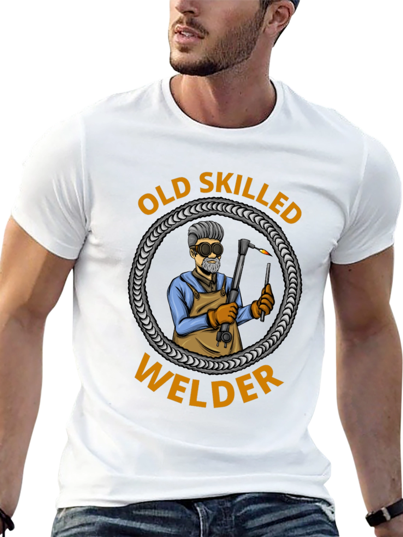 Old Skilled Welder Graphic T-Shirt - Black Cotton Tee