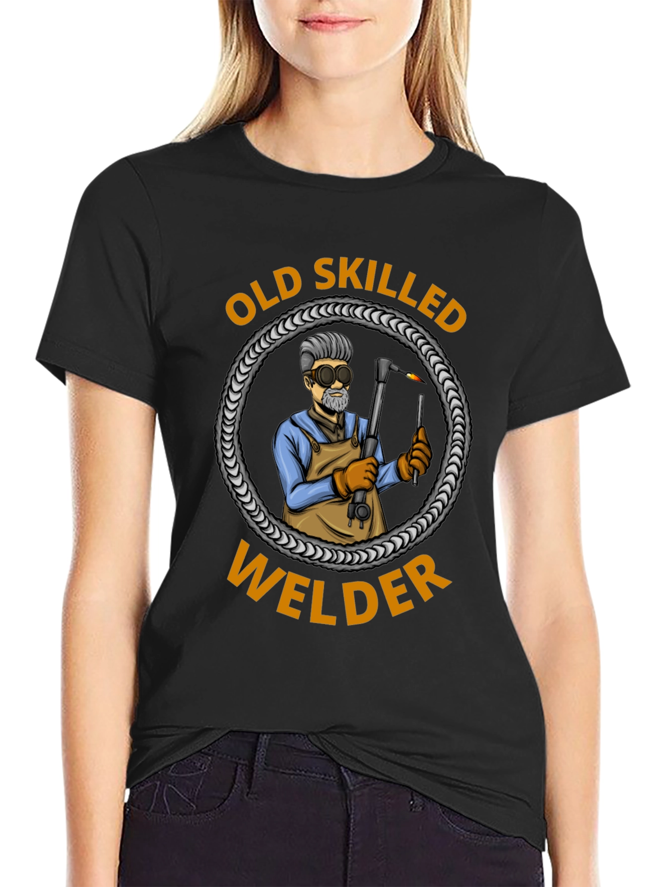 Old Skilled Welder Graphic T-Shirt - Black Cotton Tee