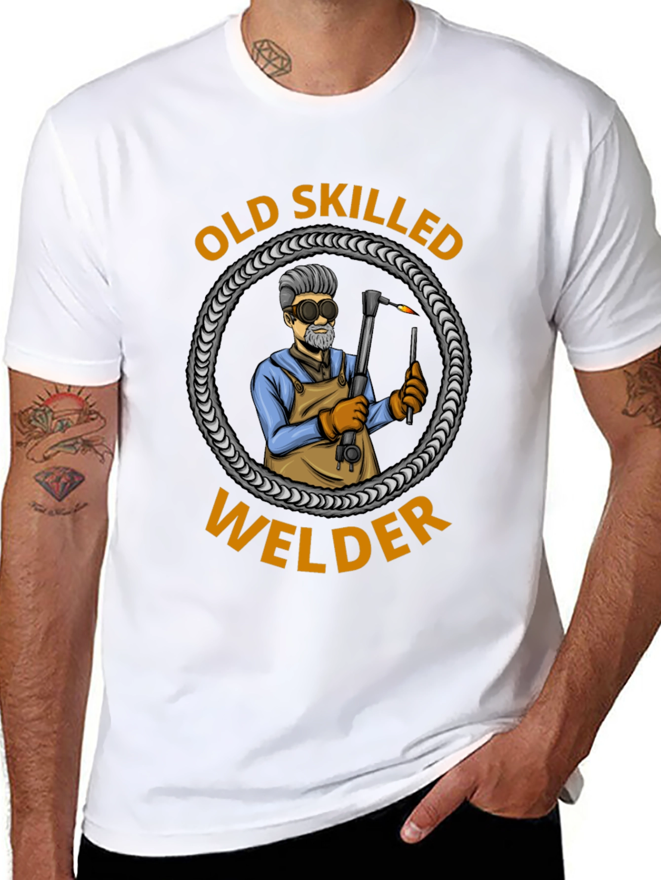Old Skilled Welder Graphic T-Shirt - Black Cotton Tee