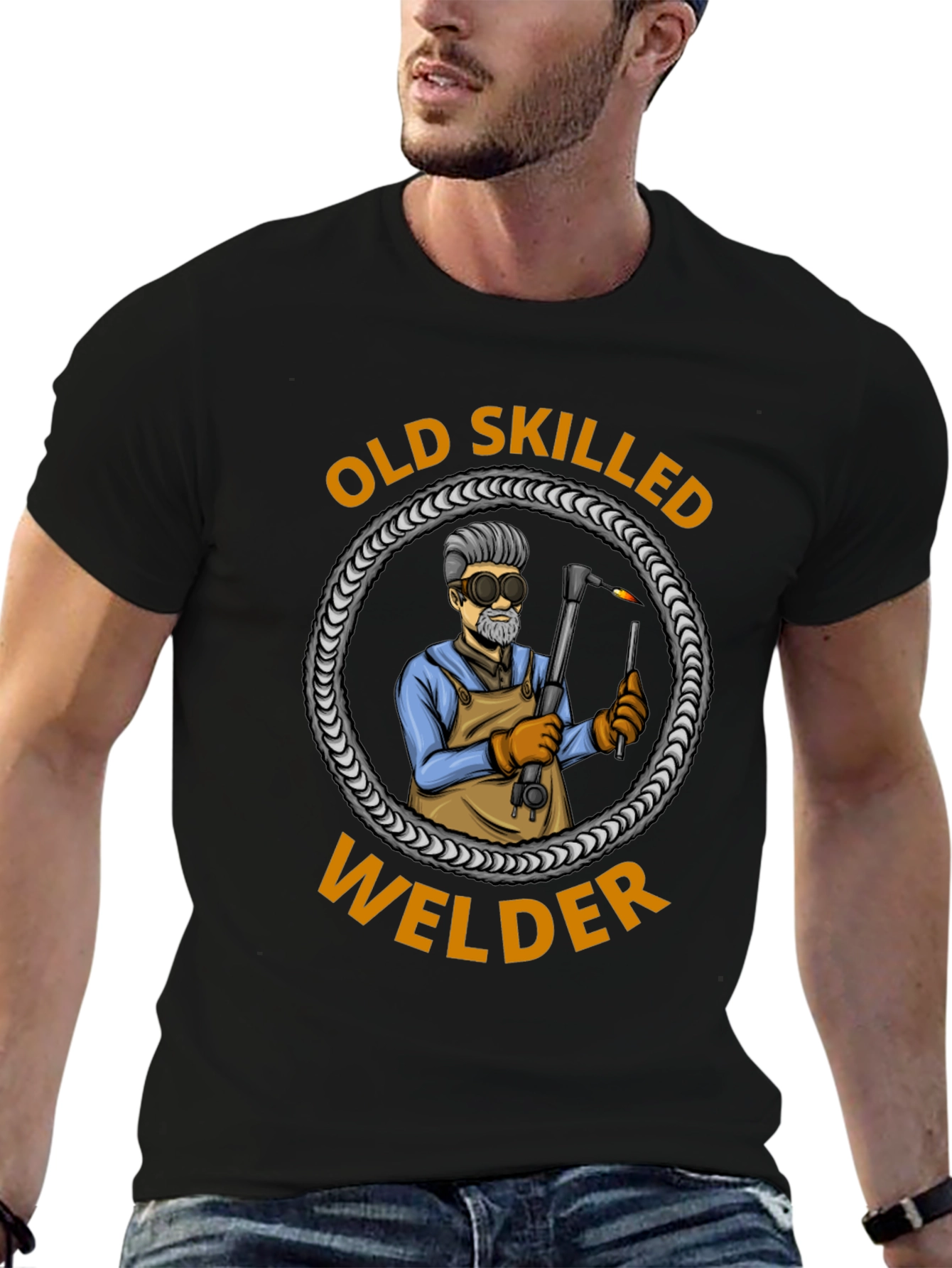 Old Skilled Welder Graphic T-Shirt - Black Cotton Tee
