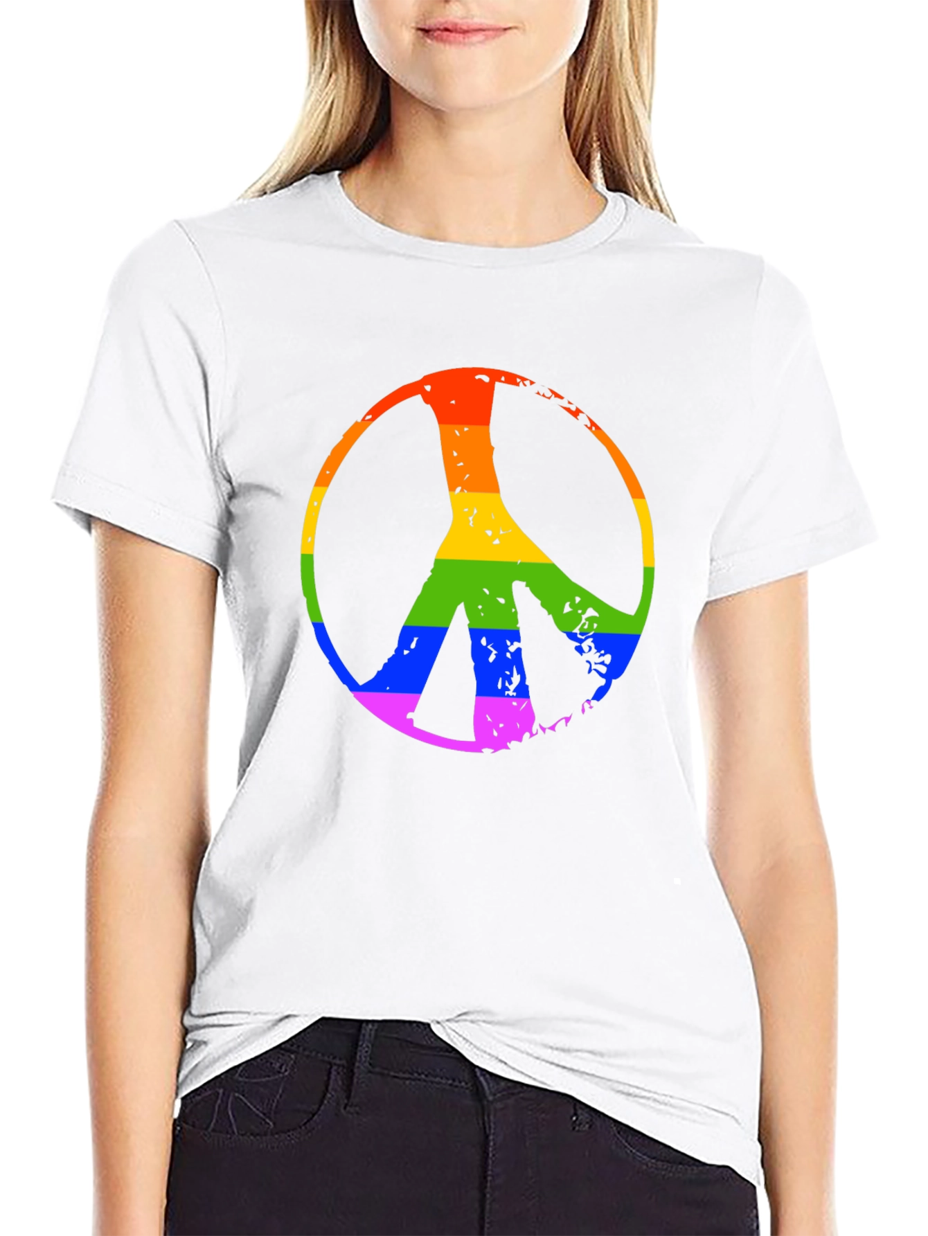 Rainbow Peace Sign Black T-Shirt