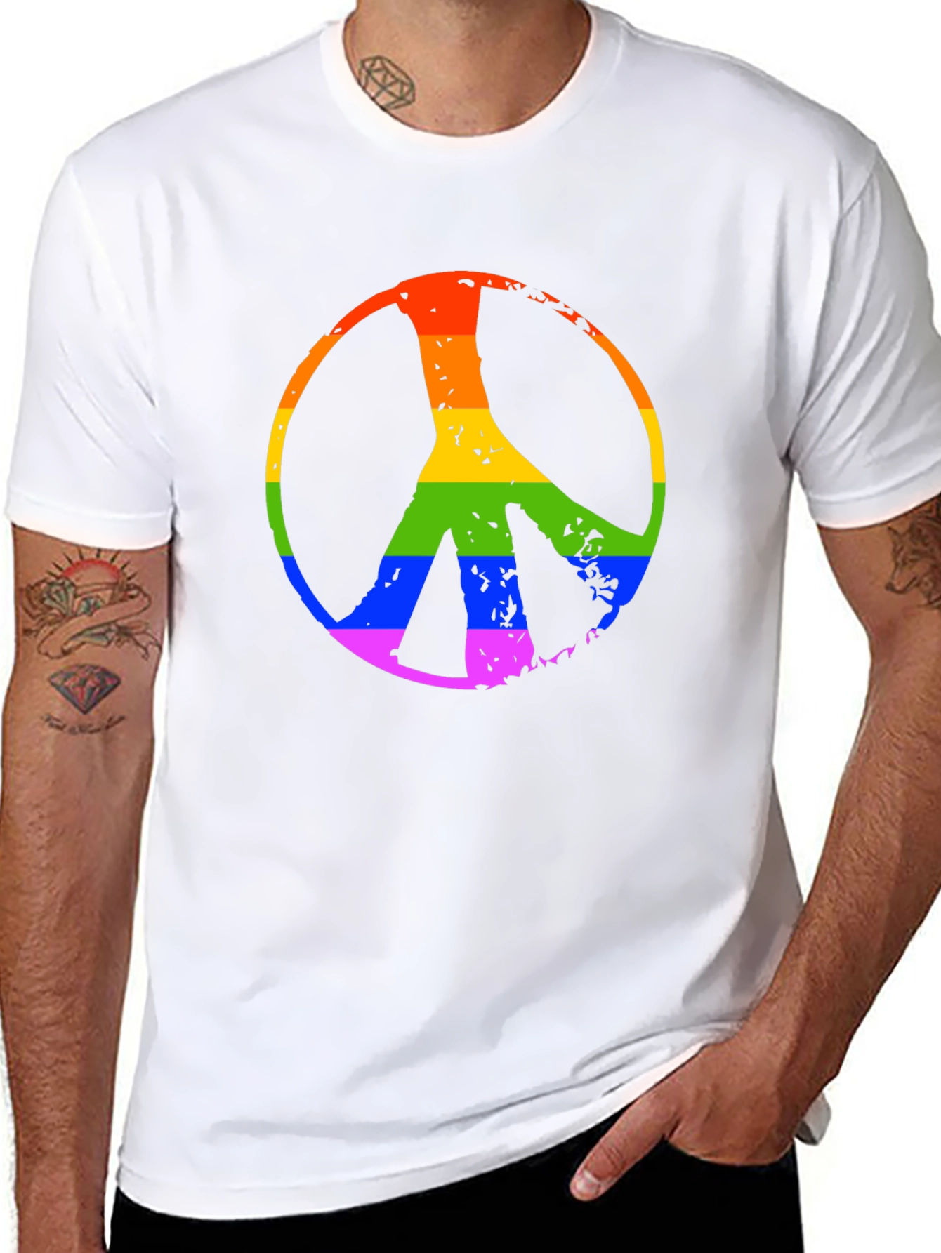 Rainbow Peace Sign Black T-Shirt