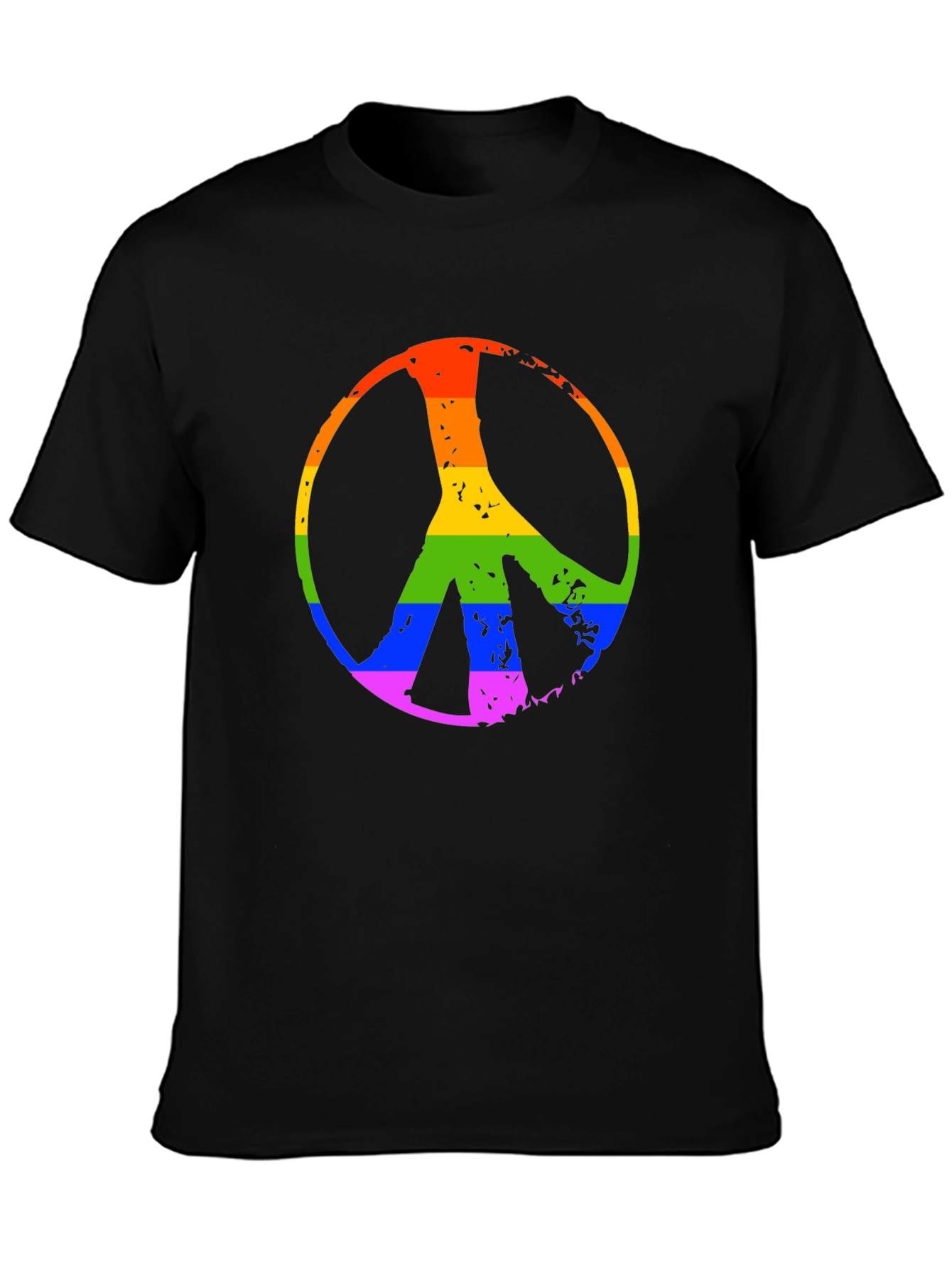 Rainbow Peace Sign Black T-Shirt