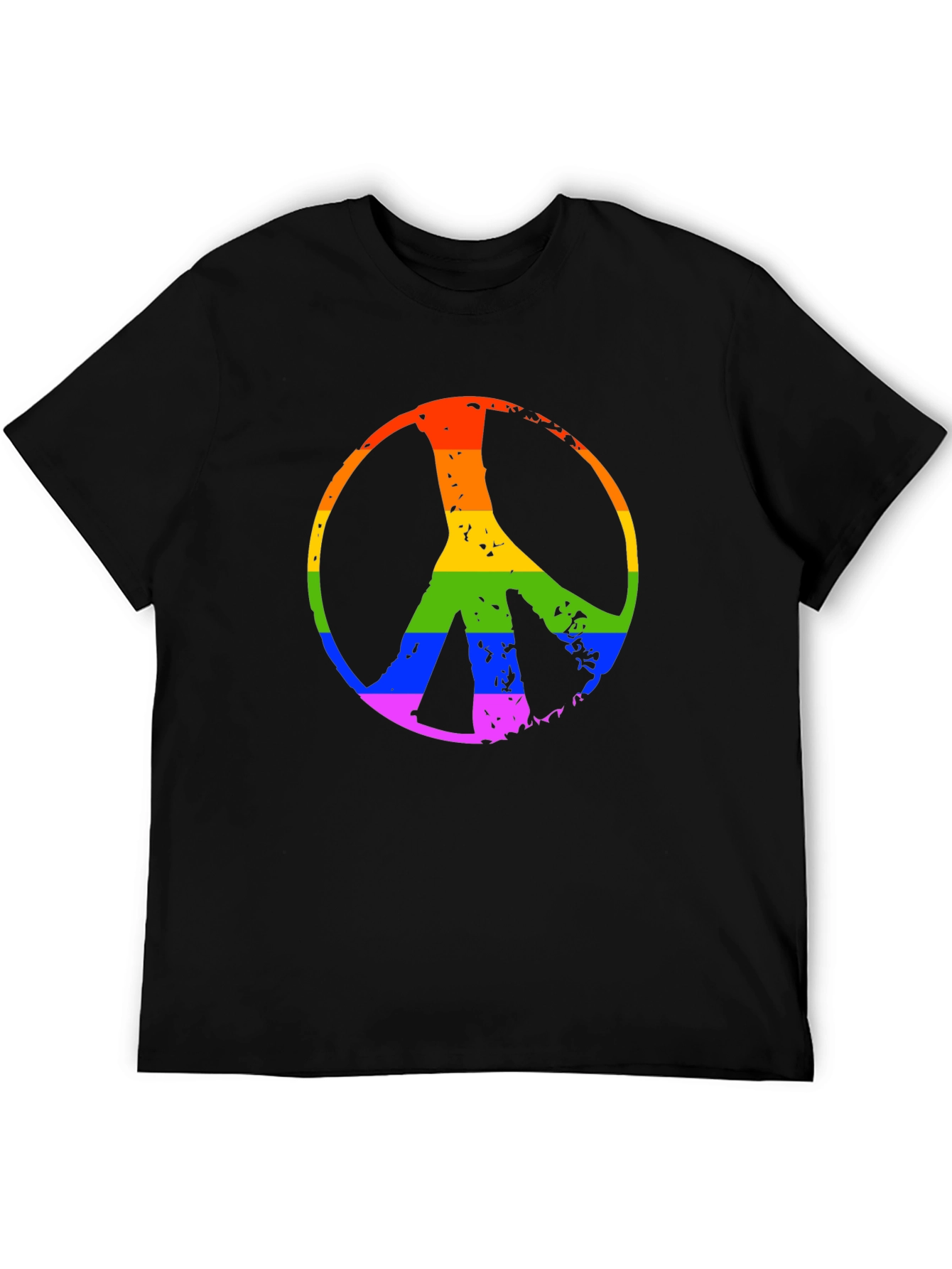 Rainbow Peace Sign Black T-Shirt
