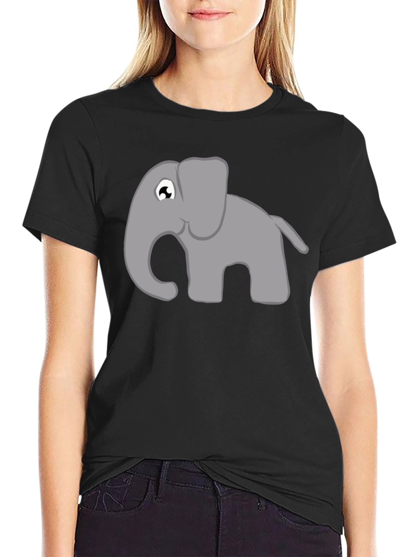 Elephant Graphic Tee - Black Cotton T-Shirt