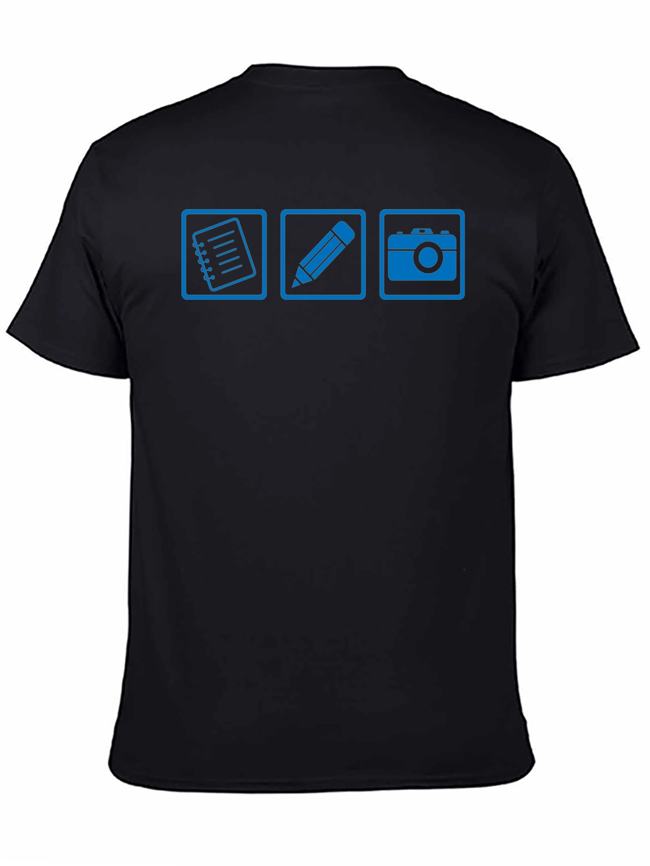 Notebook Pencil Camera Black Graphic T-Shirt