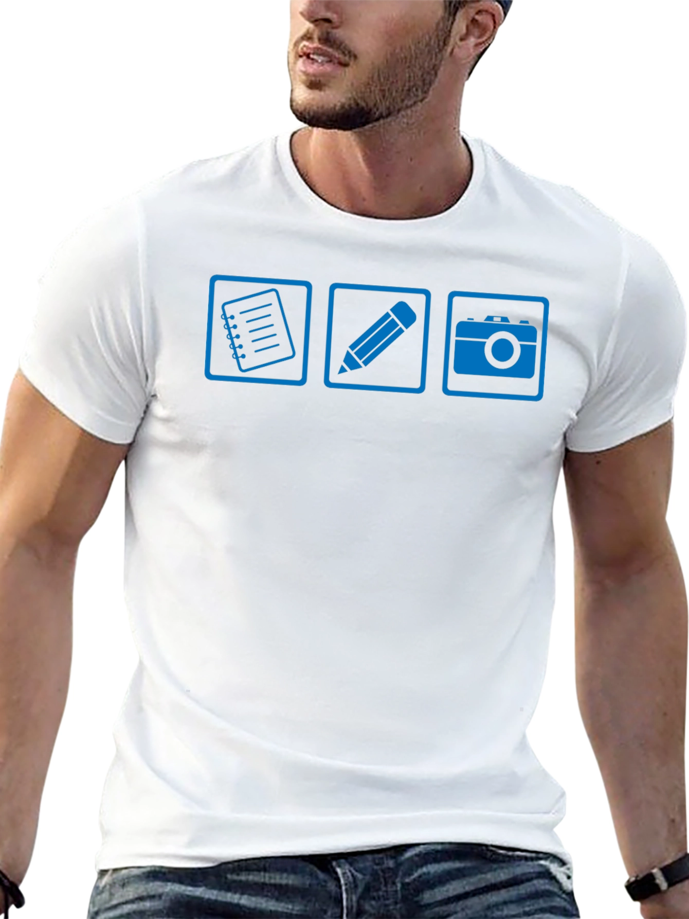 Notebook Pencil Camera Black Graphic T-Shirt