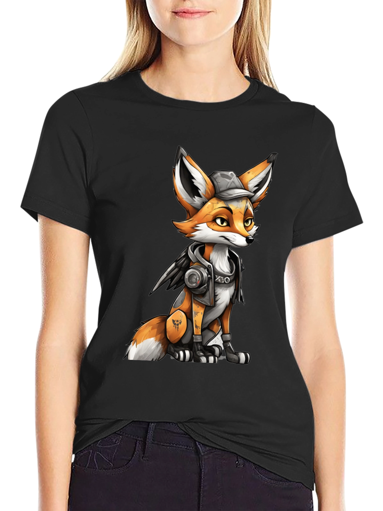 Fox Character Graphic Black T-Shirt