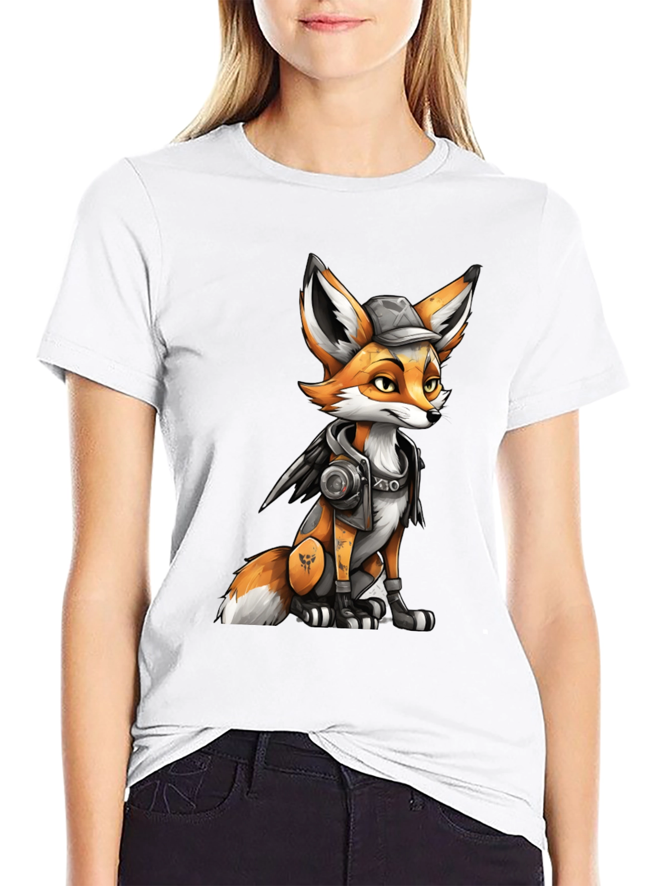 Fox Character Graphic Black T-Shirt