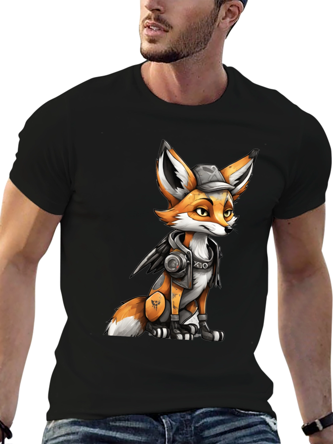 Fox Character Graphic Black T-Shirt