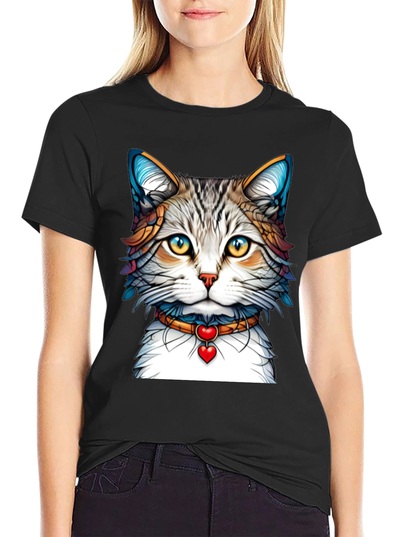 Cat Lover Graphic Tee - Black
