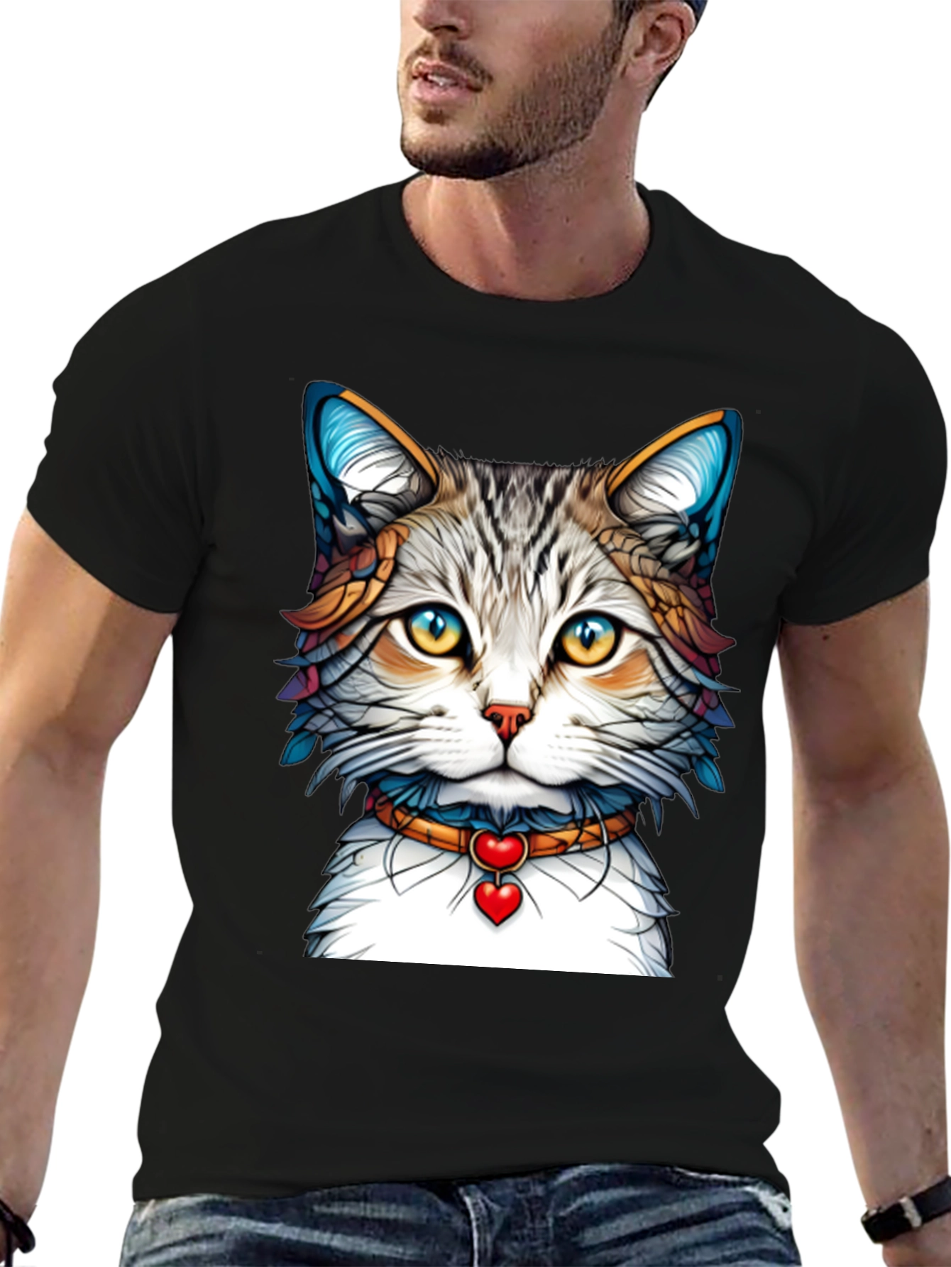 Cat Lover Graphic Tee - Black
