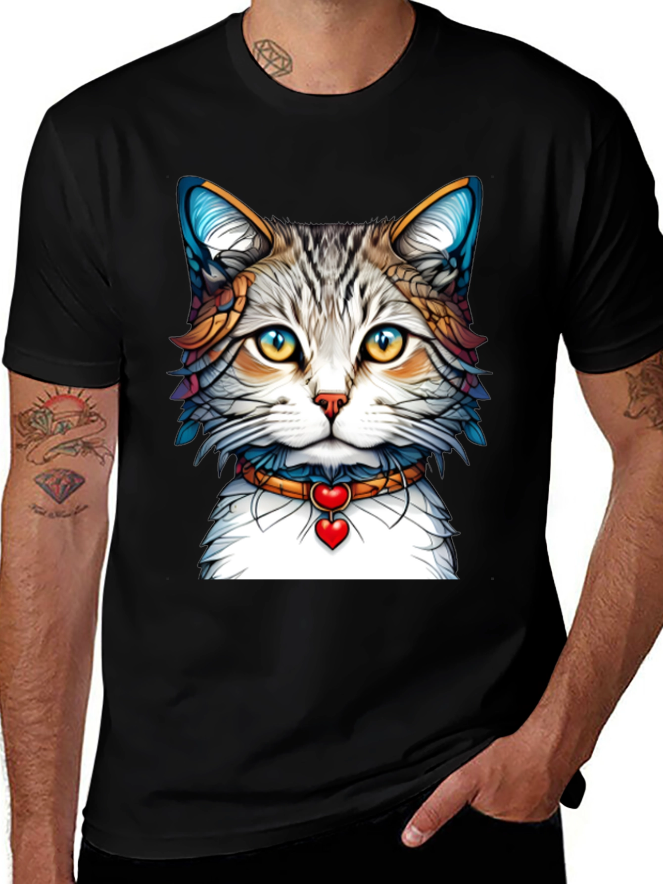 Cat Lover Graphic Tee - Black