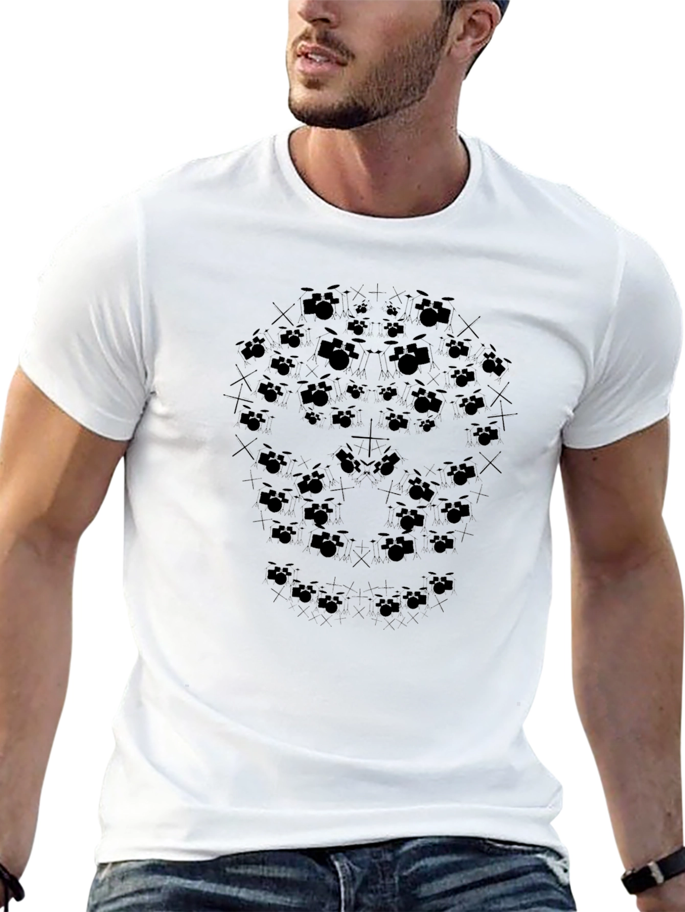 Drum Kit Mandala Black T-Shirt