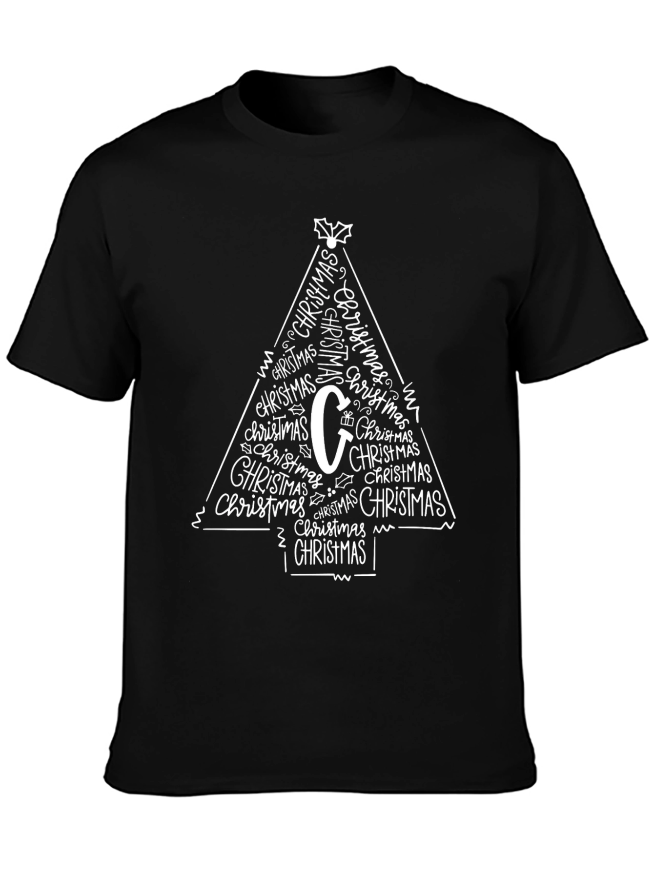 Festive Christmas Tree Word Art T-Shirt