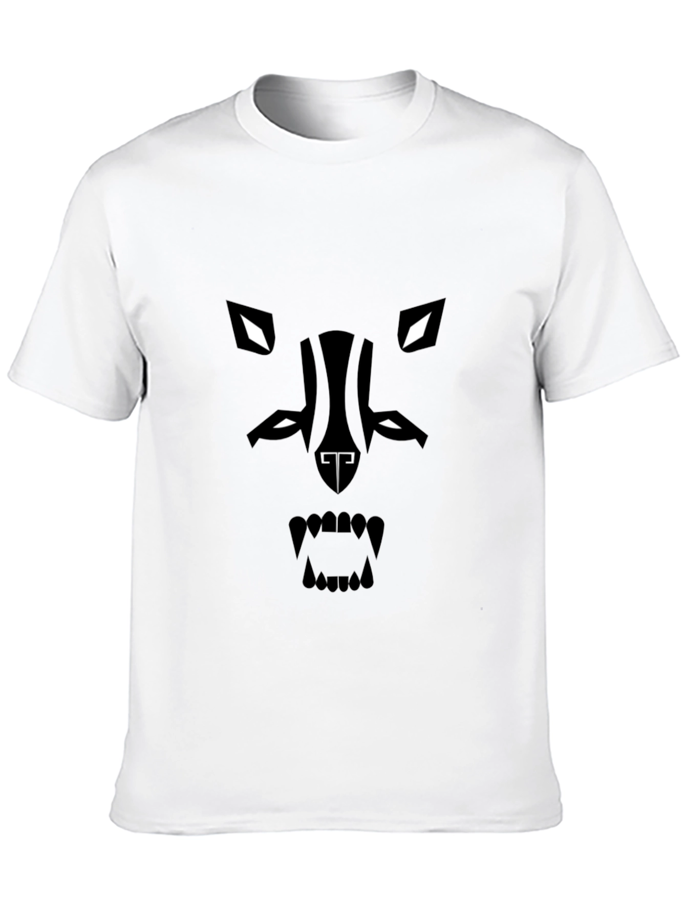 Mens Black Graphic Tee - Abstract Wolf Design