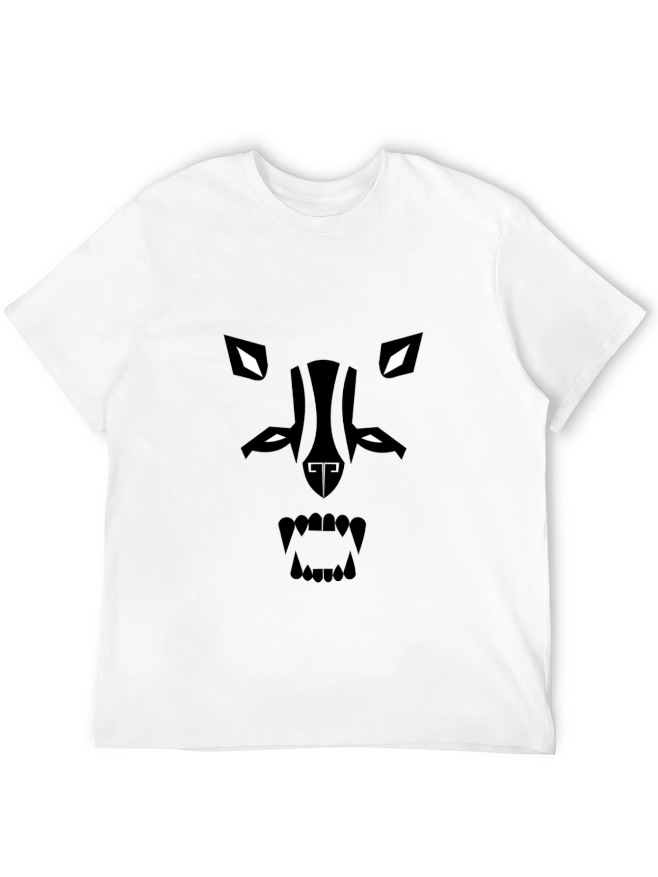 Mens Black Graphic Tee - Abstract Wolf Design