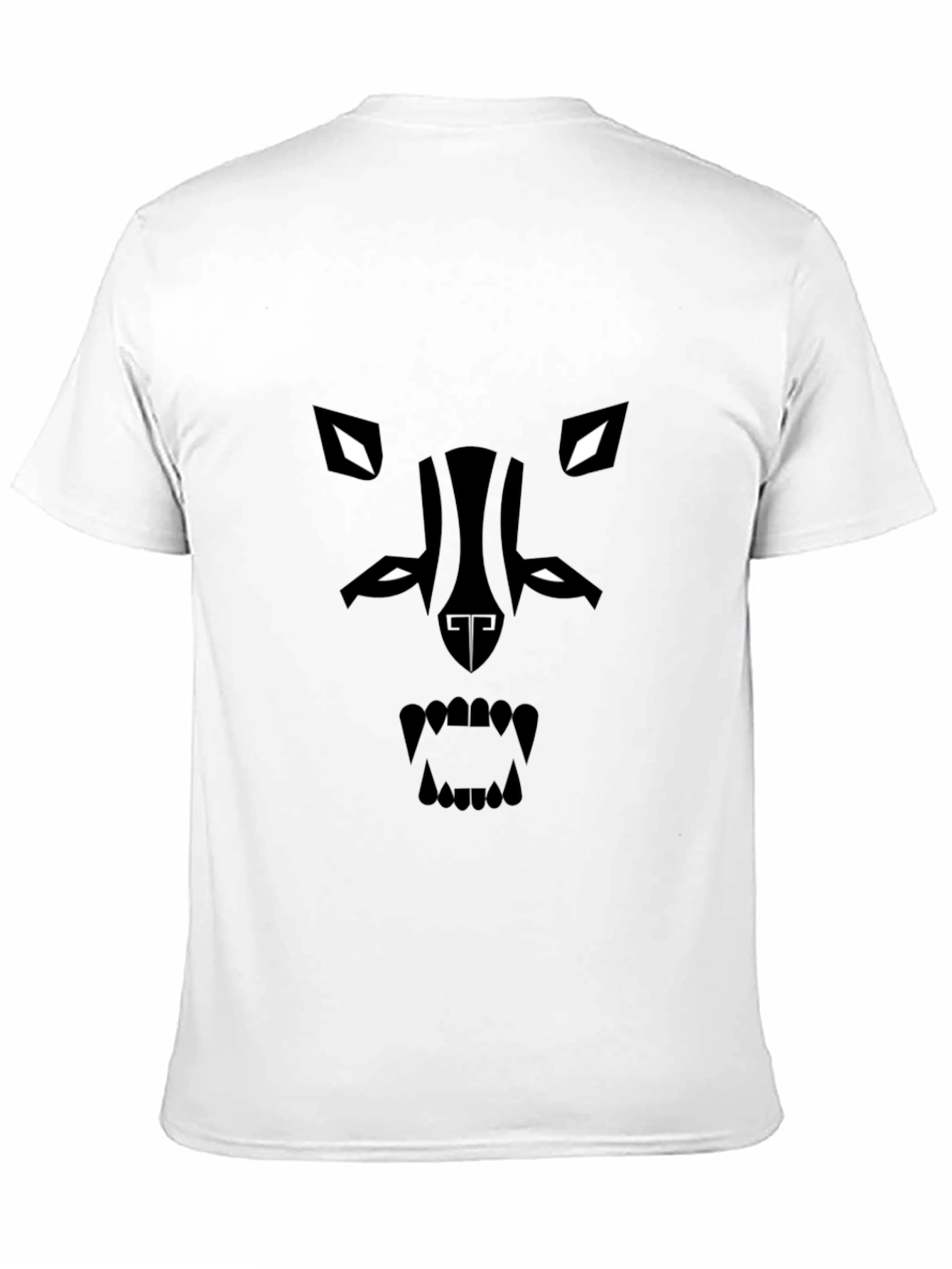 Mens Black Graphic Tee - Abstract Wolf Design