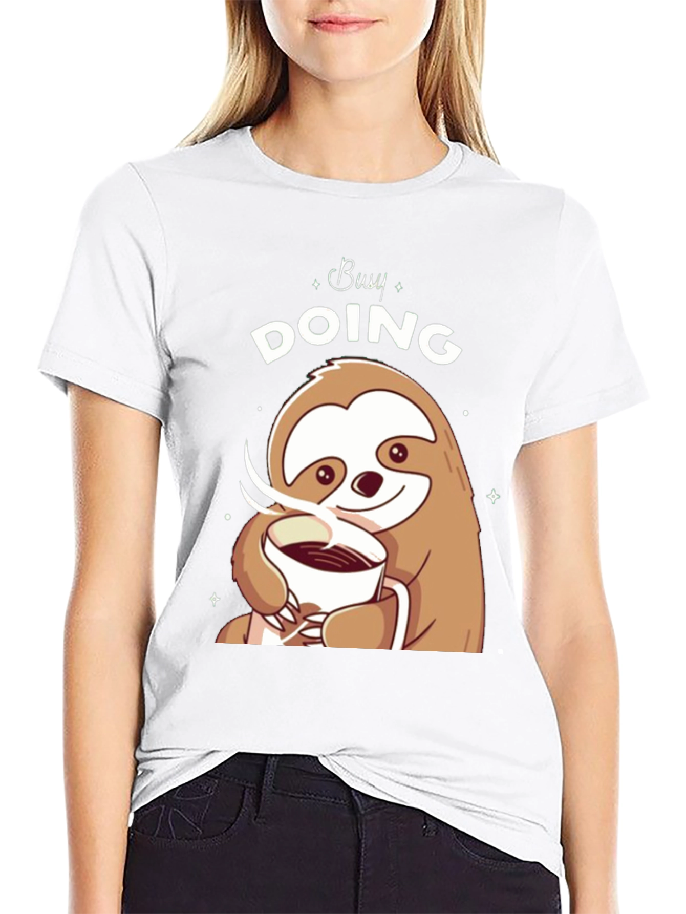Busy Doing Nothing Sloth Coffee Graphic Tee