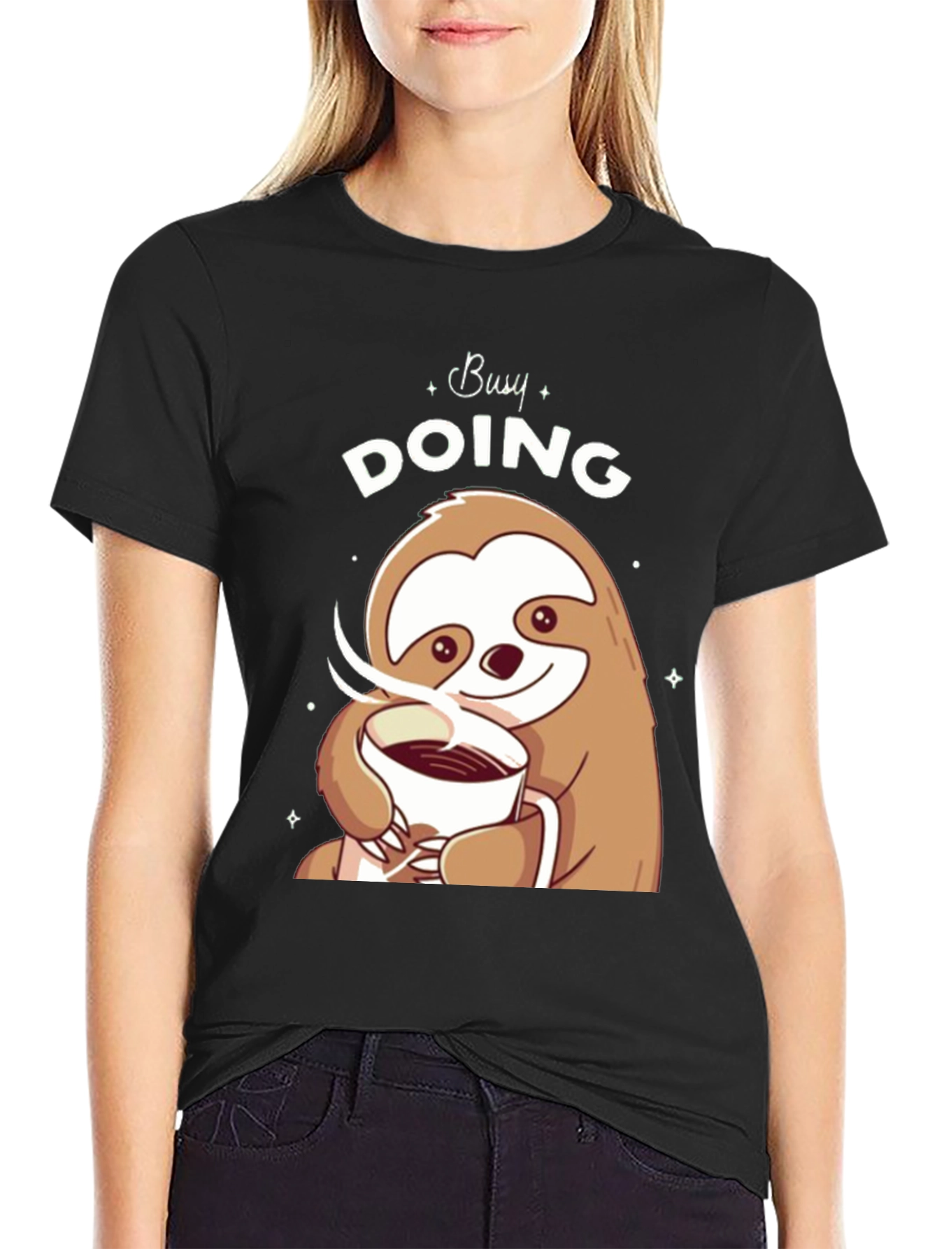 Busy Doing Nothing Sloth Coffee Graphic Tee