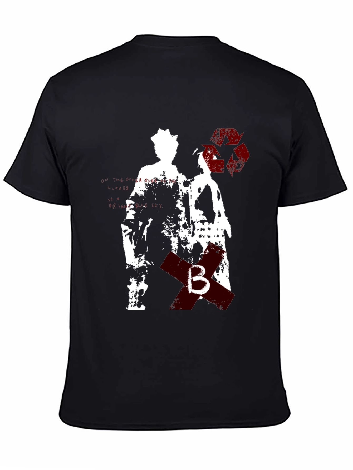 Grunge Style Graphic Tee - Black