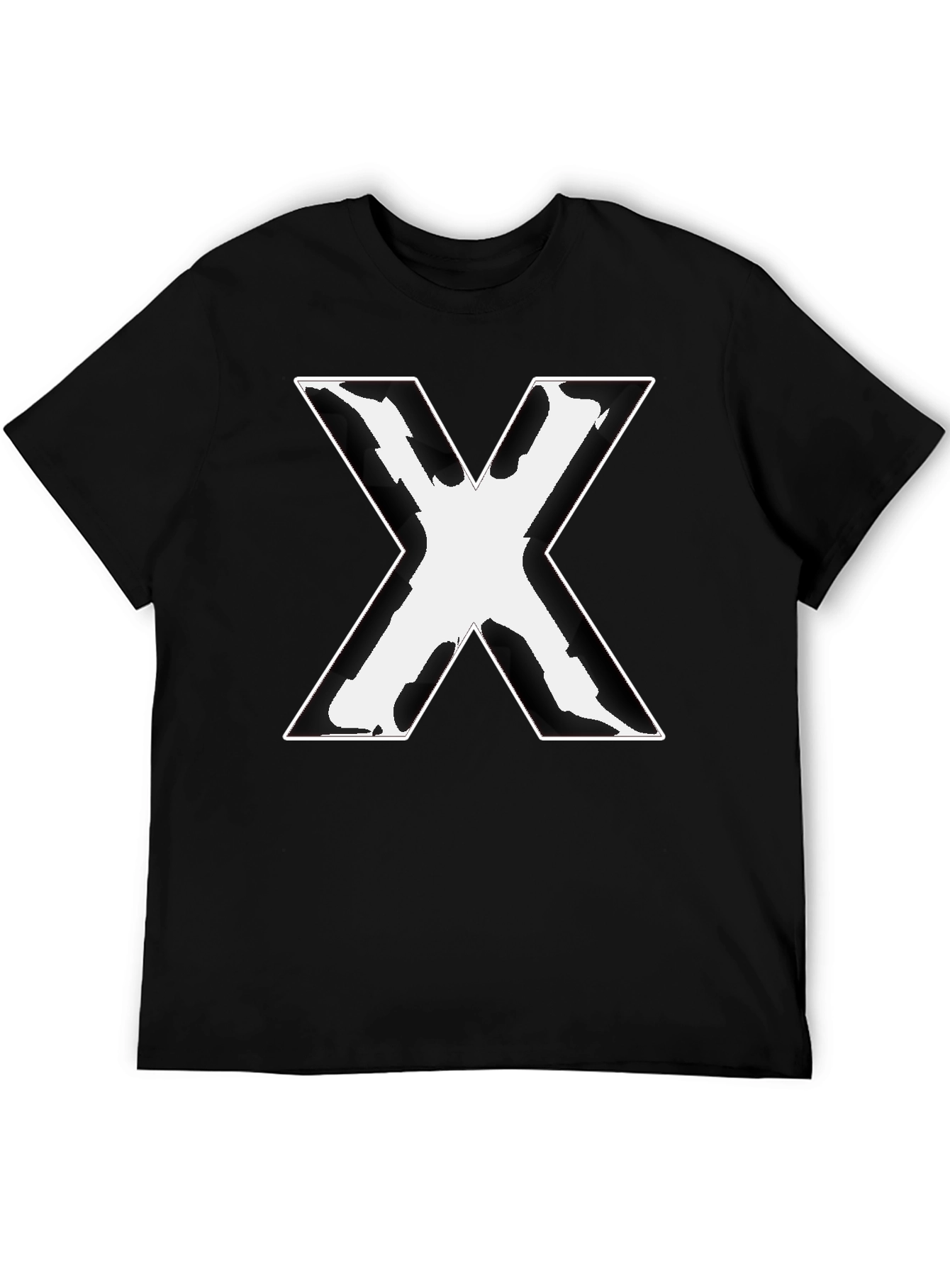 Bold X Graphic Tee - Black Cotton Blend Shirt