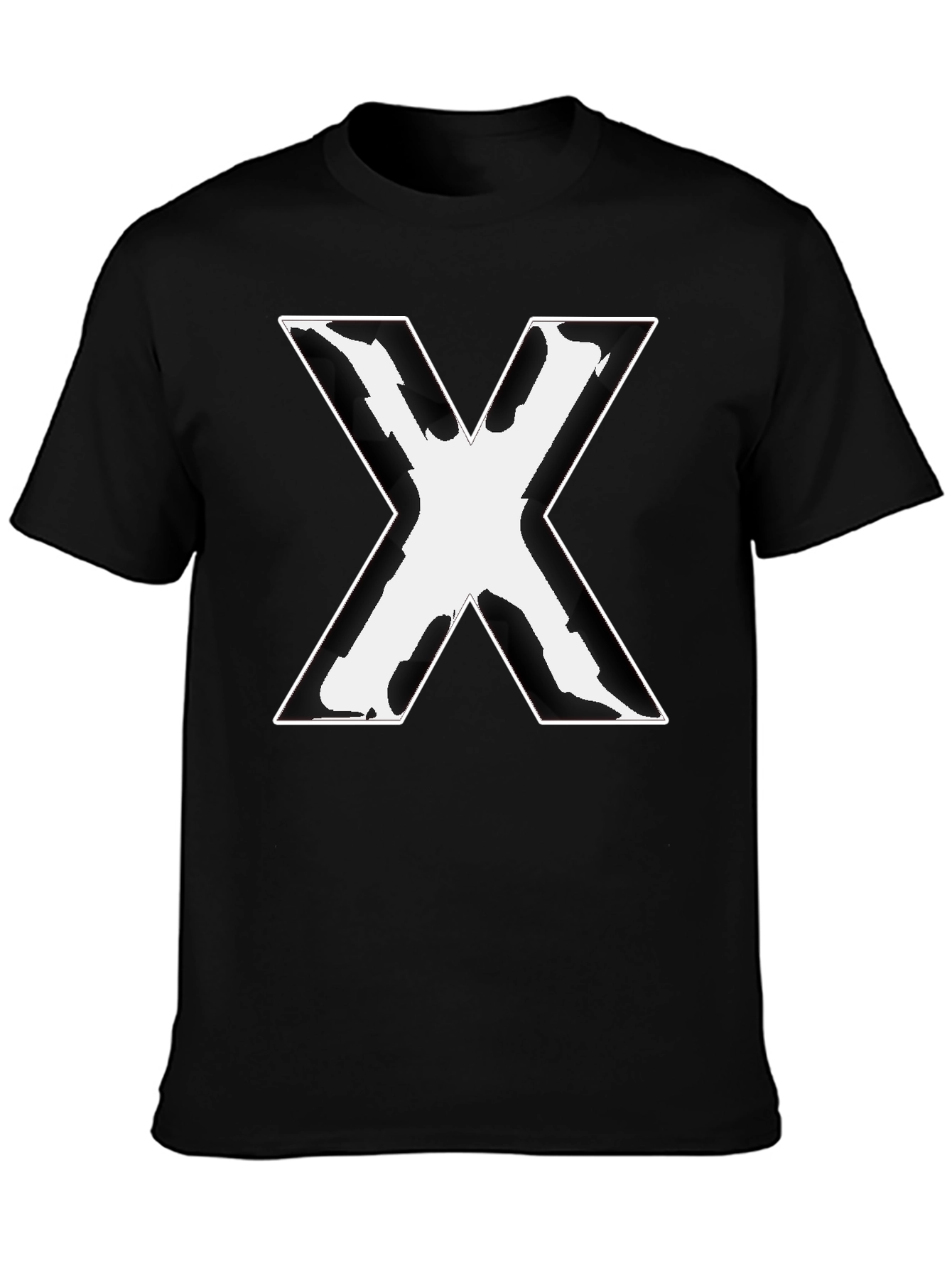 Bold X Graphic Tee - Black Cotton Blend Shirt