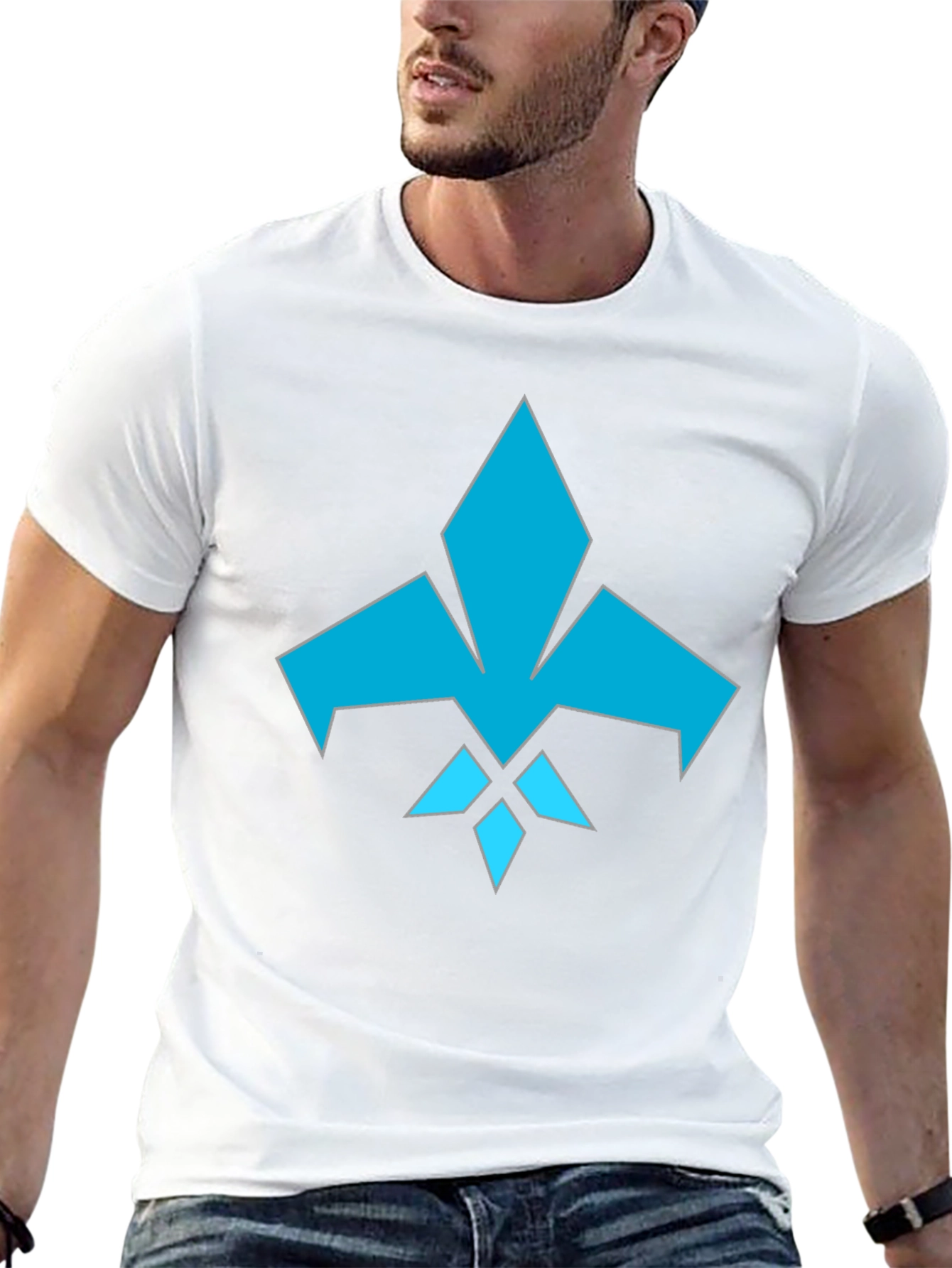 Mens Black Tee with Abstract Blue Graphic Design
