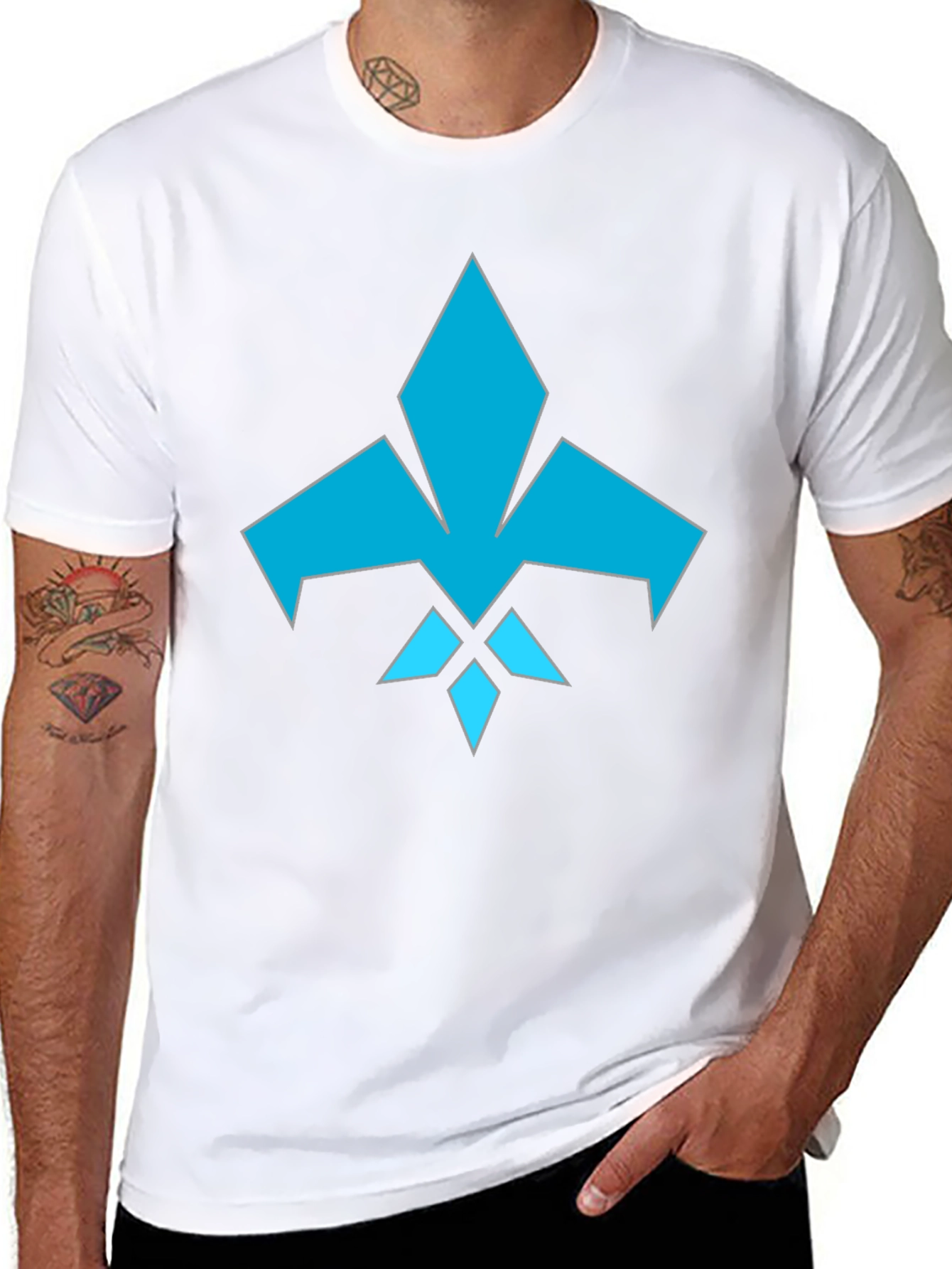 Mens Black Tee with Abstract Blue Graphic Design